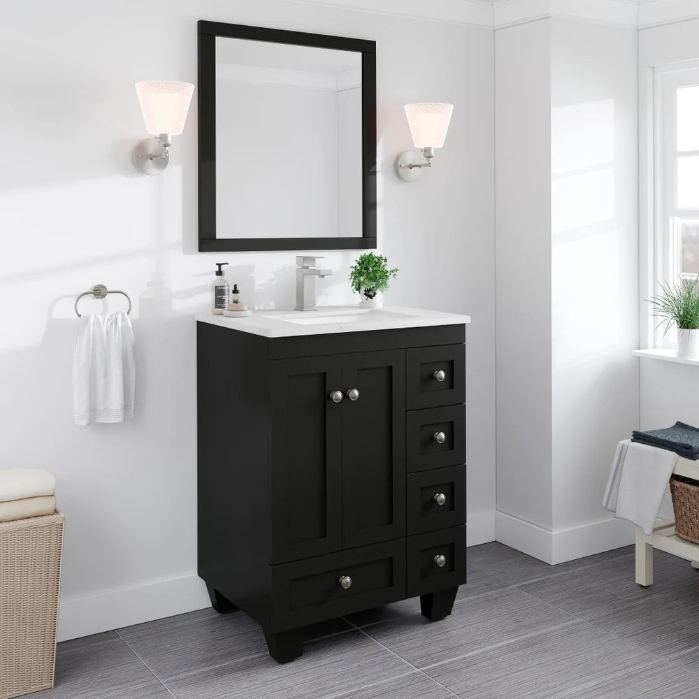 Eviva Acclaim 24 Inch Modern Bathroom Vanity Set with Carrara Quartz Countertop - Perfect for Small Bathrooms, Powder Rooms & Master Bath Renovations