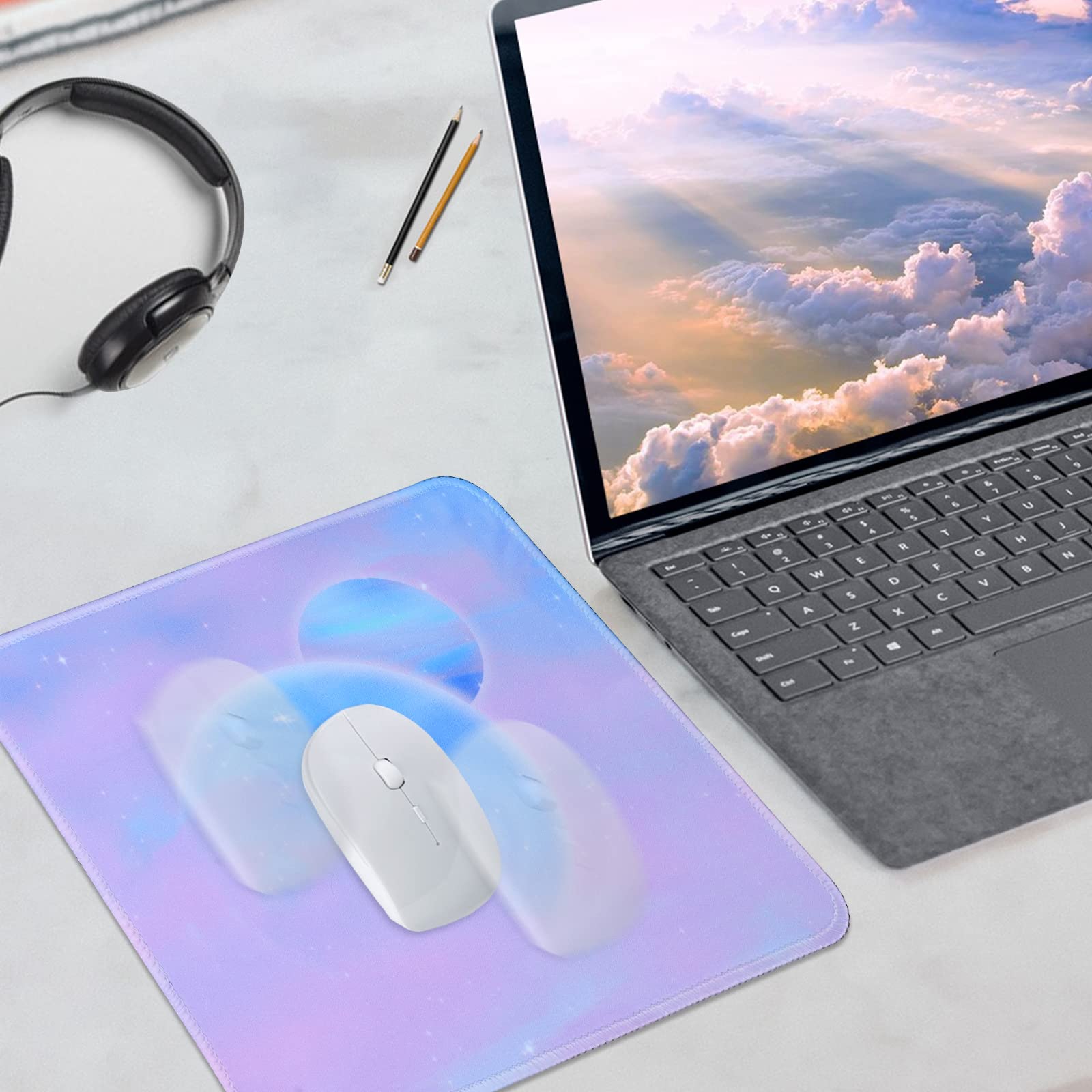 10.2x8.2 Inch Waterproof Non-Slip Mouse Pad with Stitched Edges - Purple Gaming & Office Desk Mat for Computer, Laptop, Keyboard - Perfect for Home, Work & PC Gaming Setup