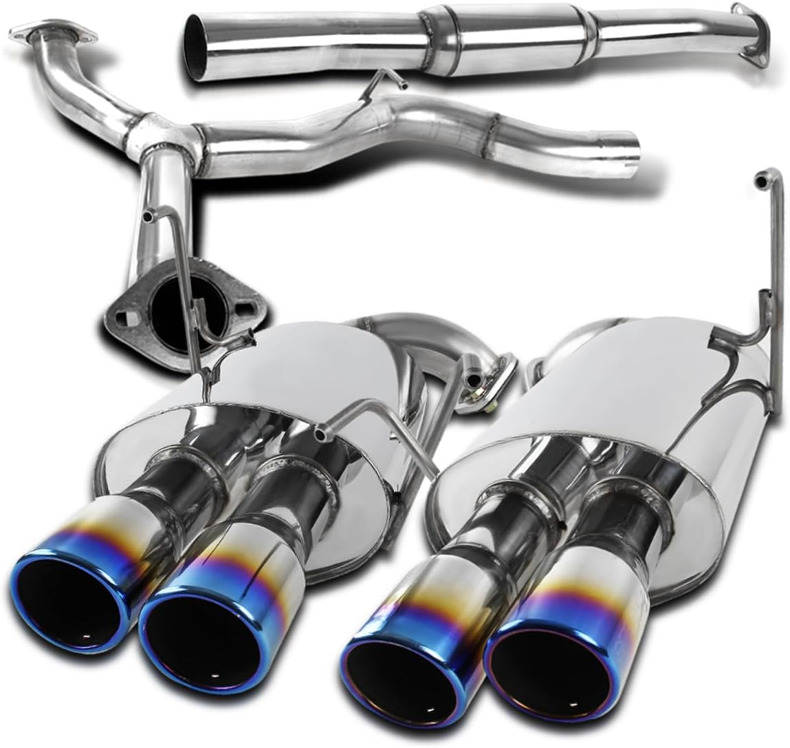 SPEC D Catback Exhaust System for 2008-2014 Subaru Impreza WRX STI Sedan - Dual Exhaust with Burnt Quad Tips - Performance Upgrade for Street Racing & Car Enthusiasts