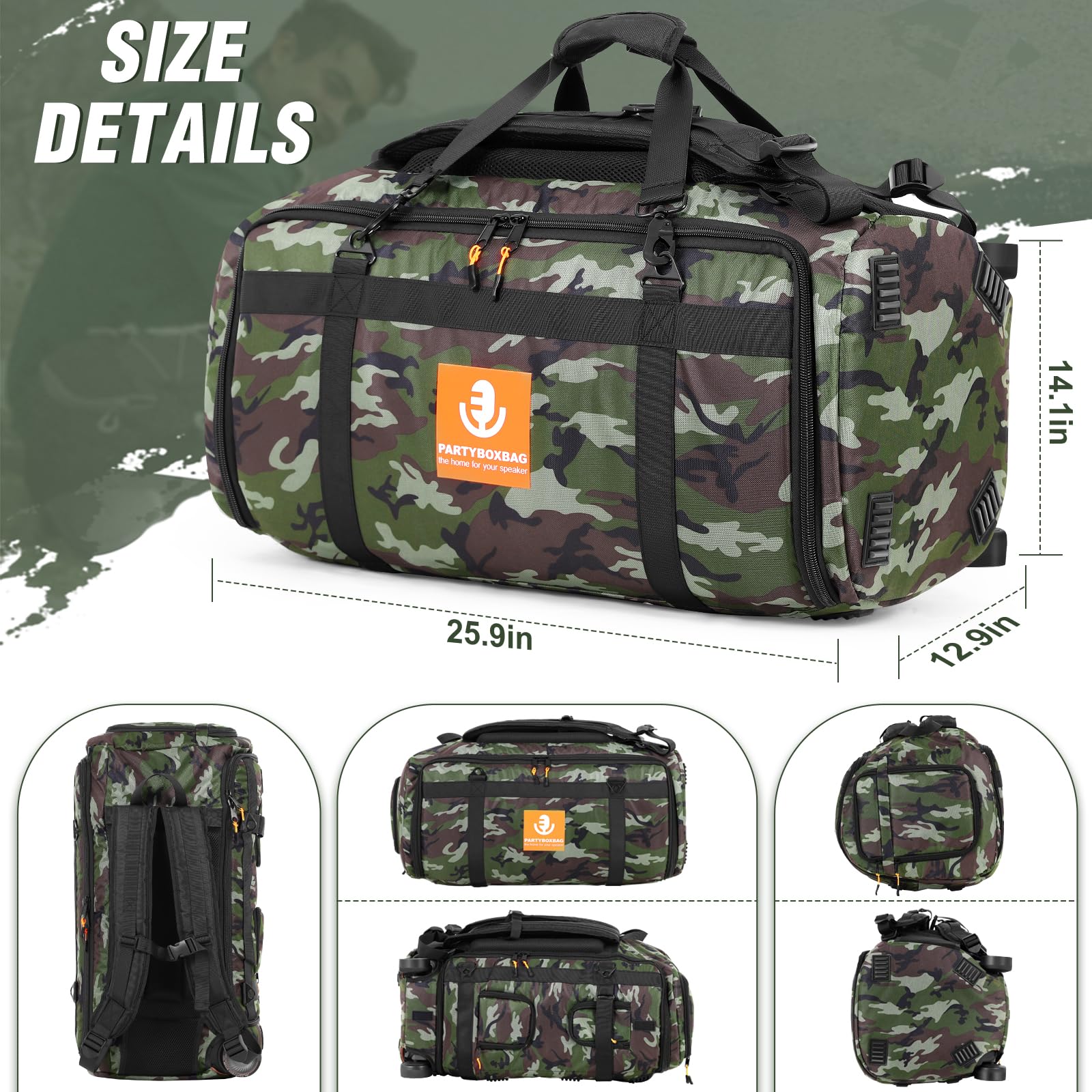 JBL PartyBox 320 Speaker Travel Case - Portable Waterproof Carry Bag & Backpack for JBL PartyBox Series Speakers (Camouflage Design) - Perfect for Outdoor Parties, Travel & Music Events