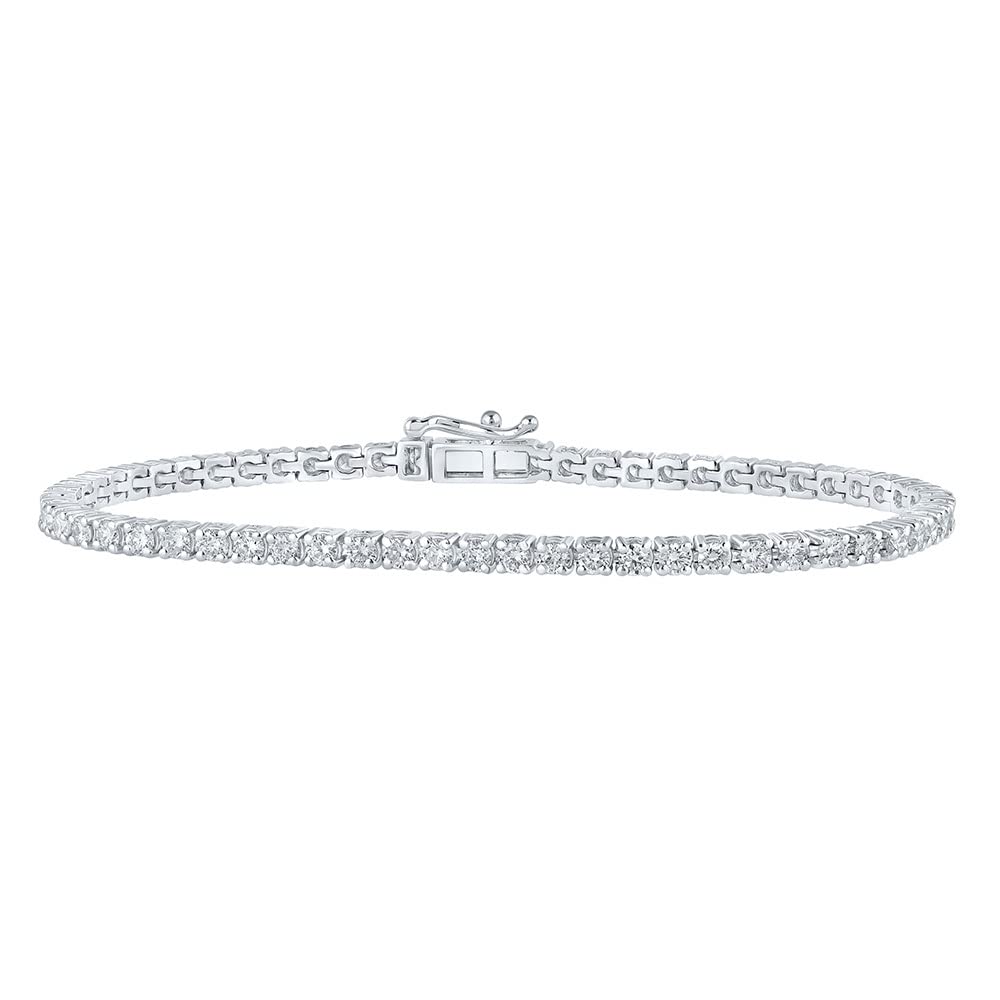 10K White Gold Women's Round Diamond Tennis Bracelet - 3 CTTW Diamond Bracelet for Women, Elegant Jewelry Gift for Anniversary, Wedding, Party & Special Occasions