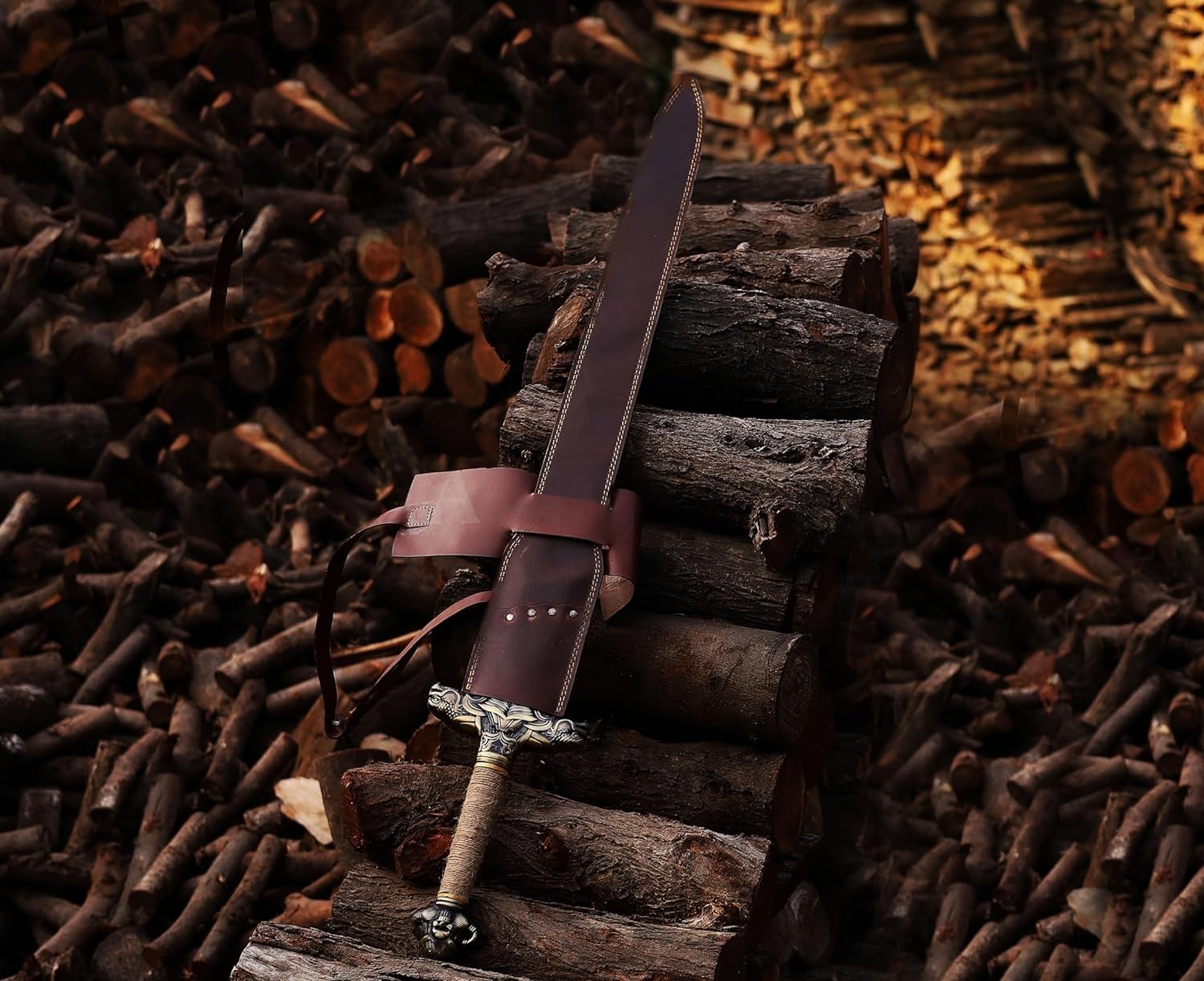 Handmade Conan Atlantean Sword - 42'' Viking Sword with 1095 Carbon Steel Blade, Full Tang & Brass Fittings | Leather Sheath | Collectible King Sword (7.5 lbs) | Perfect Gift for Men, Medieval Cosplay, Home Decor & Historical Reenactment