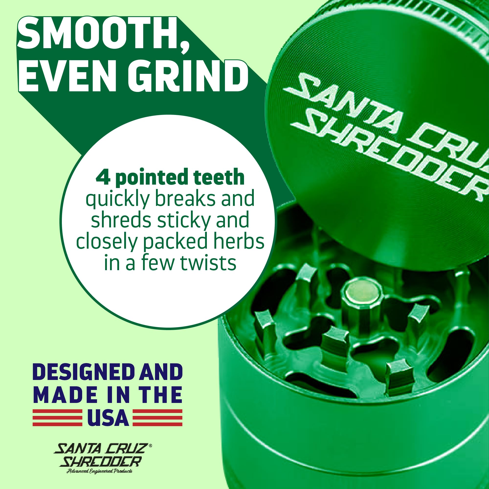 Premium Santa Cruz Shredder 3-Piece Metal Herb Grinder - 1.7