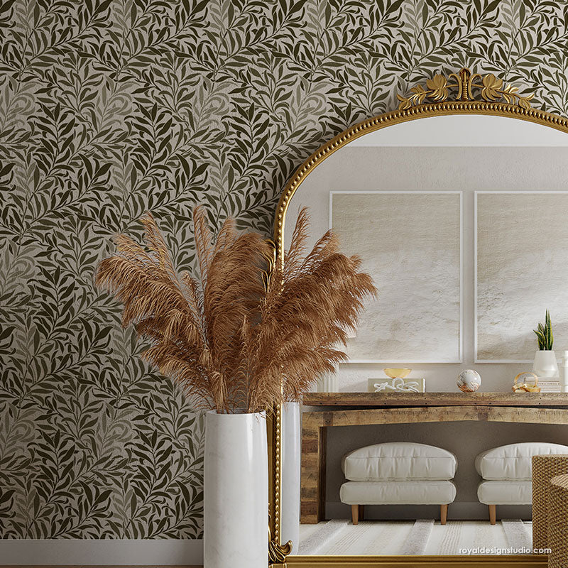 Thicket Leaves Wall Stencil - Reusable DIY Home Decor Stencils for Painting on Walls, Furniture & Crafts | Perfect for Bedroom, Nursery & Living Room Accent Walls