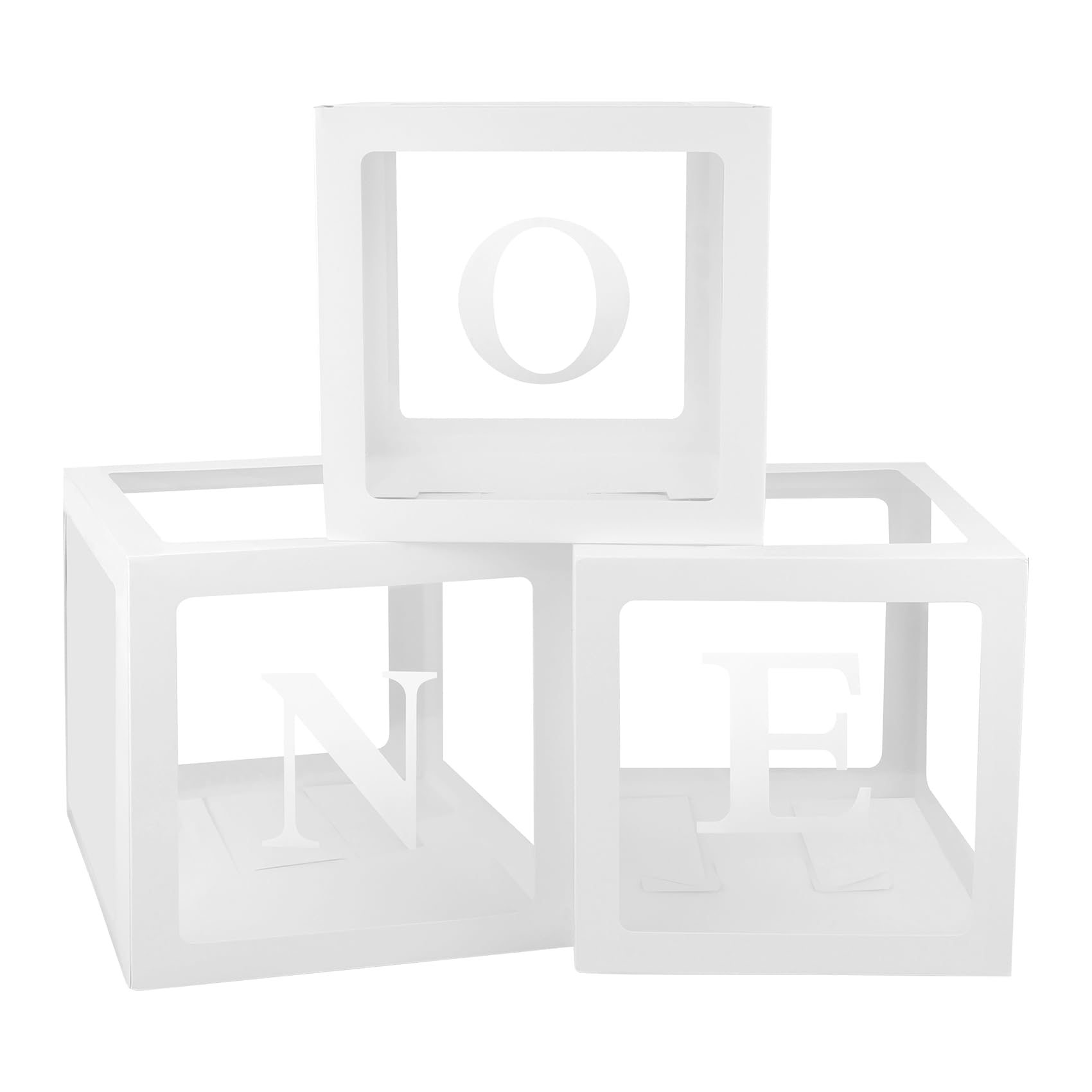 1st Birthday Decorations for Boys & Girls - 3-Piece Balloon Box Set for Baby's First Birthday Party, Easter & Special Occasions | One Year Old Party Decor with Clear Blocks