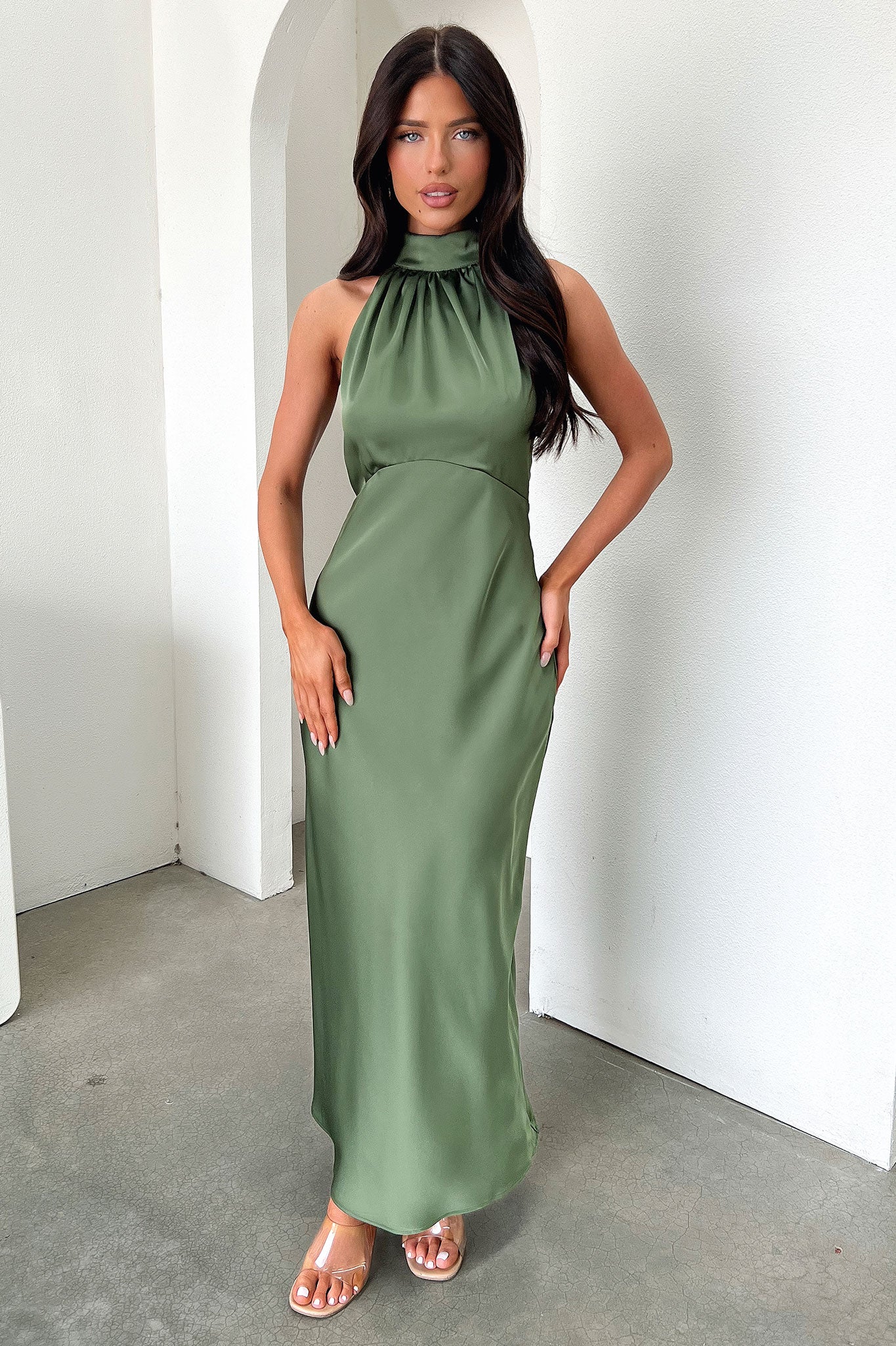 Daphne Dress in Olive Green - Elegant Women's Casual & Party Wear for Everyday Comfort
