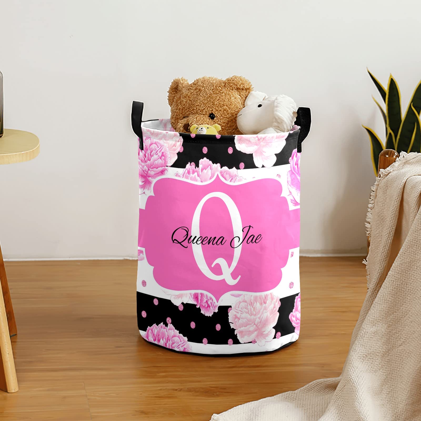 Retro Stripes Flower Storage Bin - Waterproof Oxford Fabric Laundry Hamper, Toy Organizer & Gift Basket for Bedroom, Nursery, Closet Organization | Perfect for Baby Clothes, Toys & Home Decor Storage