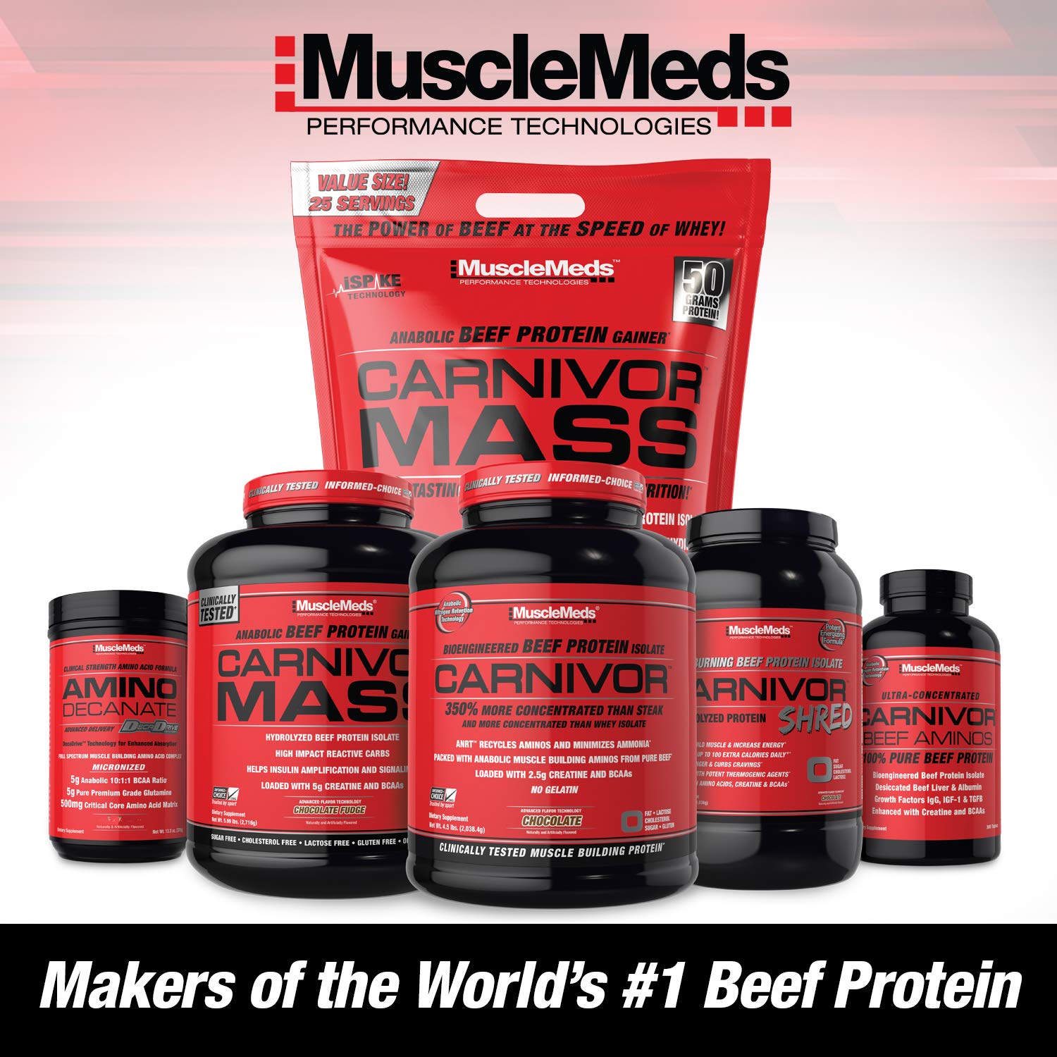 MuscleMeds Carnivor Beef Protein Isolate Powder - Chocolate Flavor, 7.47 lbs (3.39 kg) - High Protein, Low Carb, Gluten Free for Muscle Growth & Recovery - Ideal for Bodybuilding, Fitness & Post-Workout Nutrition