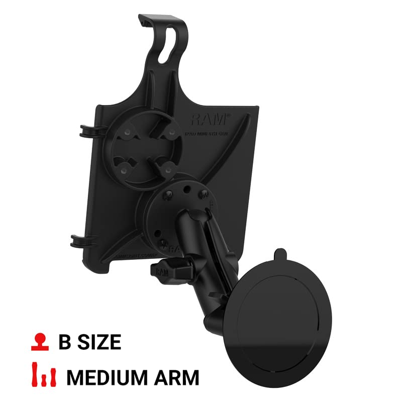 RAM MOUNTS Twist-Lock Suction Cup Mount for Apple iPad Mini 6 RAM-B-166-AP36U - Secure Vehicle Windshield Mount for Navigation & Entertainment