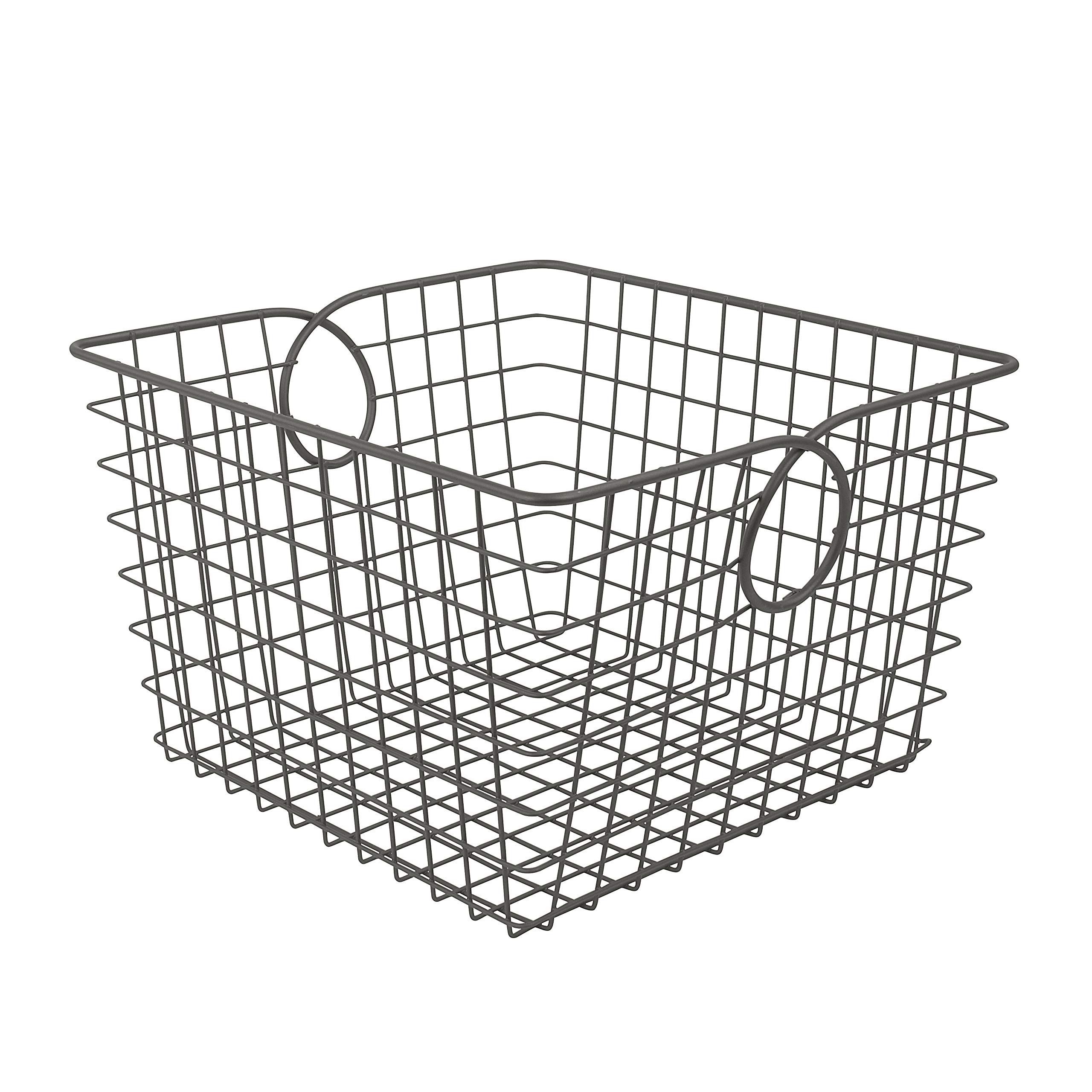Spectrum Diversified Large Steel Wire Basket - Teardrop Utility Tote for Home Organization, Industrial Gray Storage Bin - Perfect for Living Room, Bedroom & Office Storage Solutions