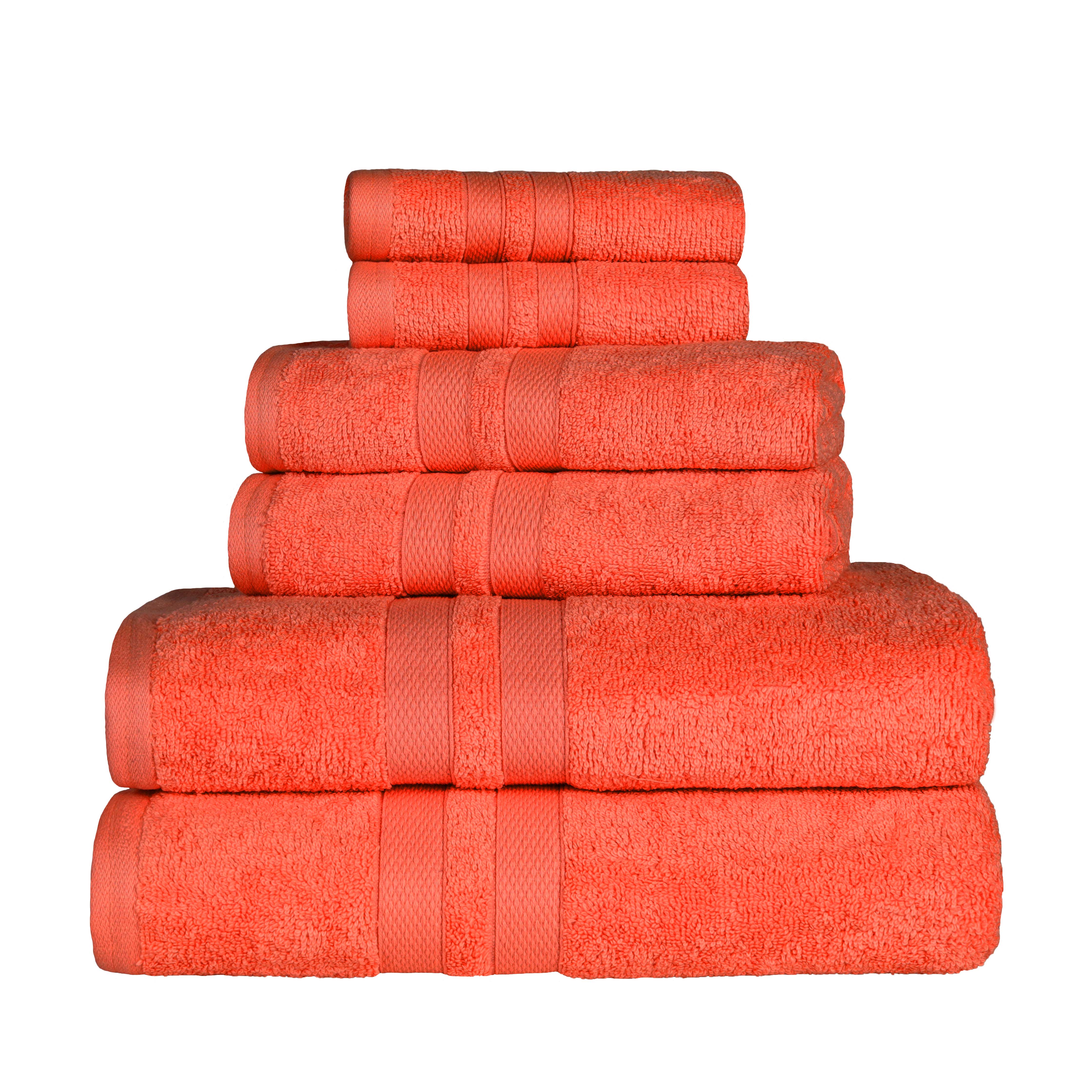 Ultra Soft Cotton Absorbent Bath Towel Set - 6 Piece Solid Color Collection for Spa, Gym & Luxury Home Use