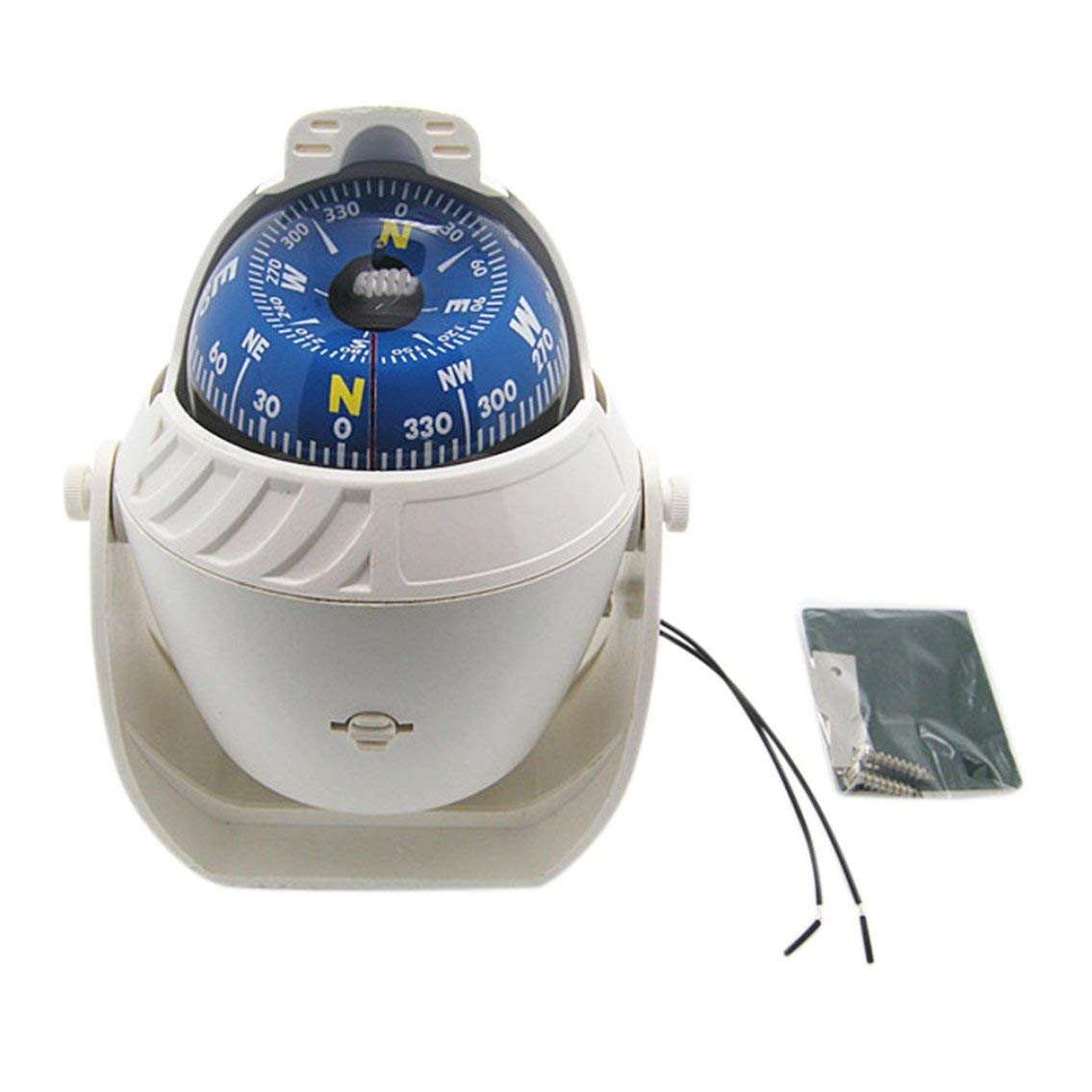 High Precision LC760 Marine Military Electronic Compass for Boats & Ships - LED Night Light, Waterproof Navigation Positioning for Night Sailing, Fishing & Offshore Adventures (White)