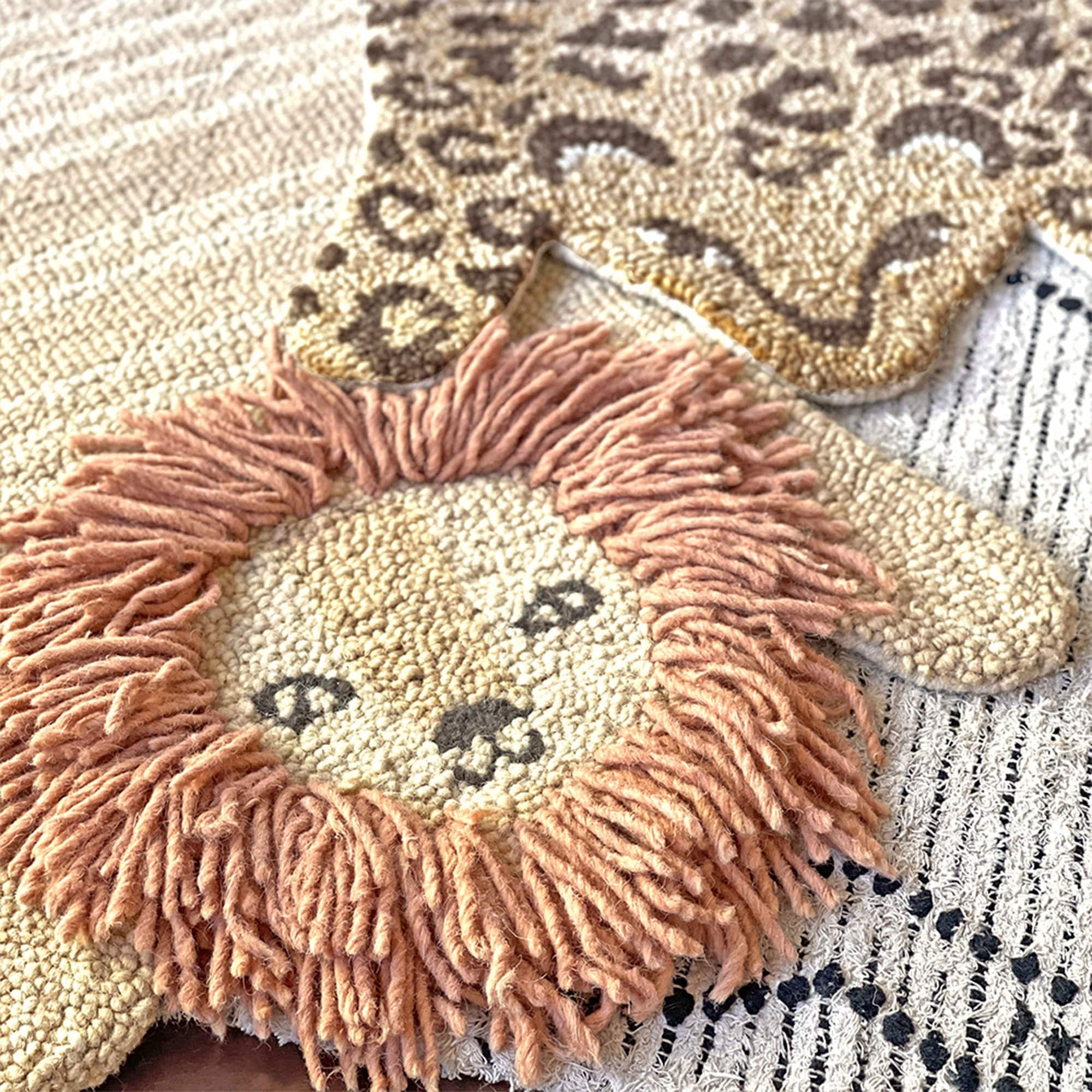 Soft and Plush Baby Lion Shape Rug - Non-Slip Nursery Floor Mat for Kids Room Decor, Playroom, and Toddler Safe Crawling Area