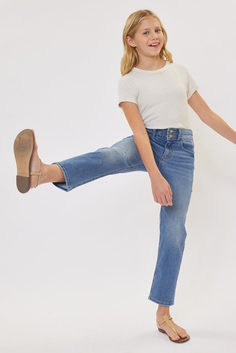 Dream High Rise Mini Straight Leg Jeans for Kids - Stylish & Comfortable Denim Pants for School, Play & Everyday Wear