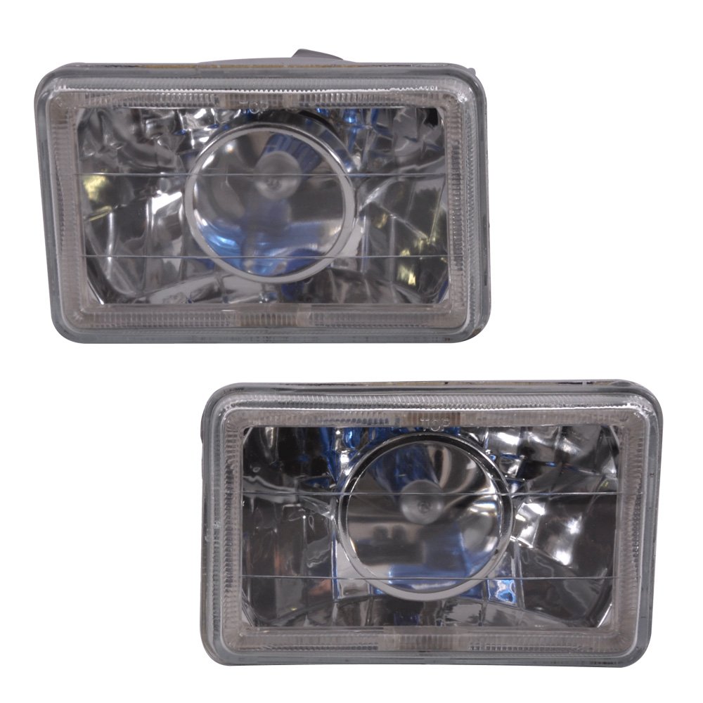 Universal 6x4 Inch H4 H6014 H6052 H6054 Headlights - Black Housing Pair for Most Vehicles | Driving at Night