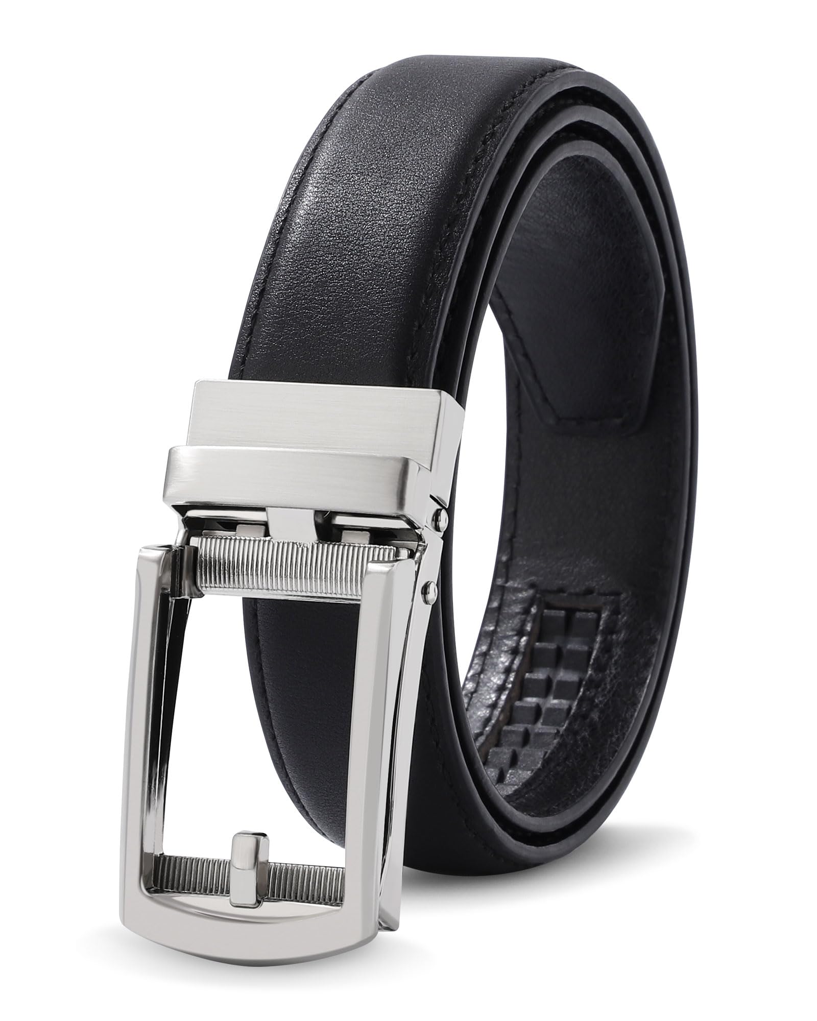 AWAYTR Boys Ratchet Belt for Kids - Adjustable Leather Belts for Dress Pants, Uniform & Jeans | Black & Brown | Perfect for School, Church & Special Occasions