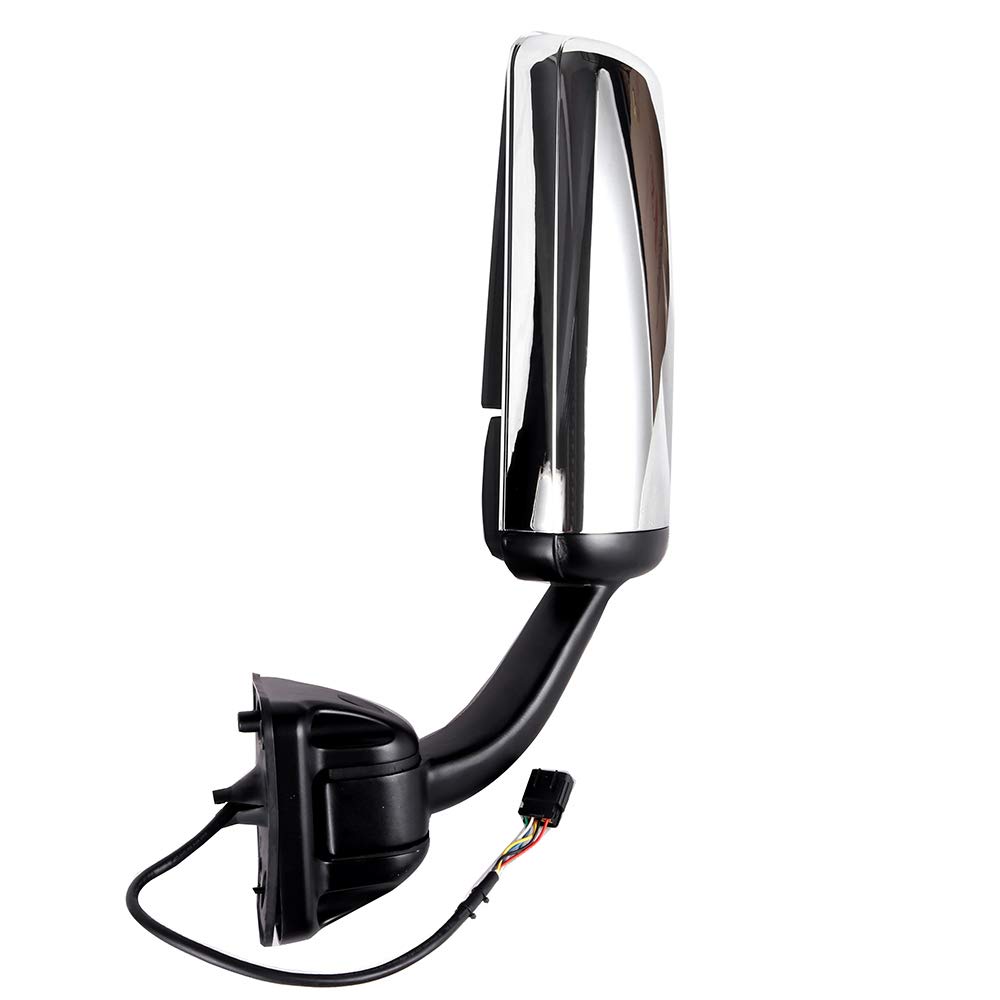 SCITOO Heated Power Control Truck Hood Mirror with Chrome Housing & Manual Folding - Compatible with 2008-2016 Freightliner Cascadia (Left Side) - Perfect for Long-Haul Trucking, Night Driving & Winter Conditions