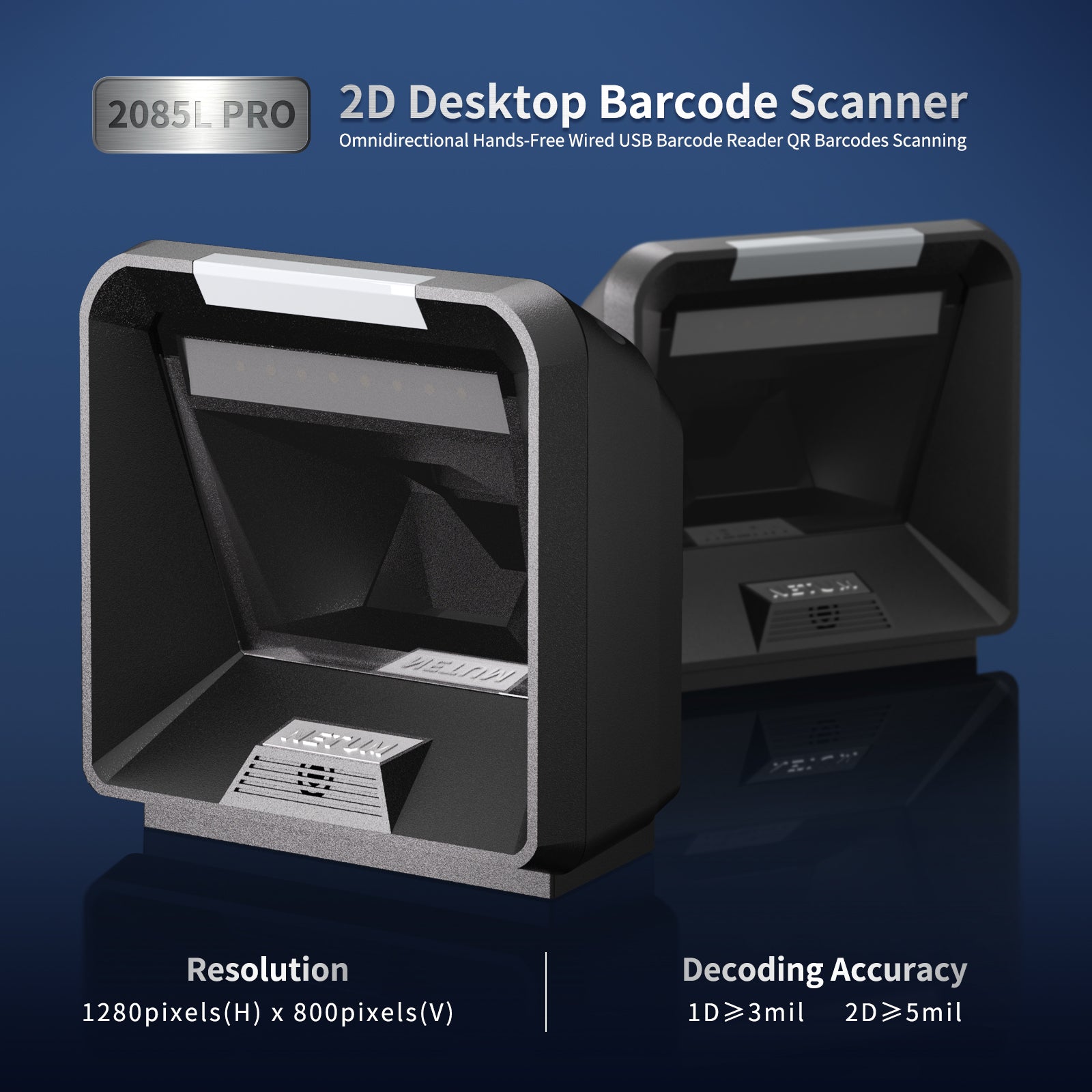 NETUM 2D Omnidirectional Desktop Barcode Scanner NT 2085L(Pro) - High-Speed USB Barcode Reader for Retail, Warehouse & Office - Scan QR Codes, PDF417, UPC, EAN & More