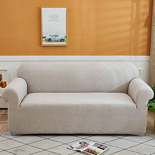 HOOBUY Printed Stretch Sofa Cover Slipcover for 4 Cushion Couch - Includes 2 Free Pillow Cases (Fits 4-Seater/Large 3-Seater Couches) - Perfect for Living Room, Family Room & Home Decor Protection