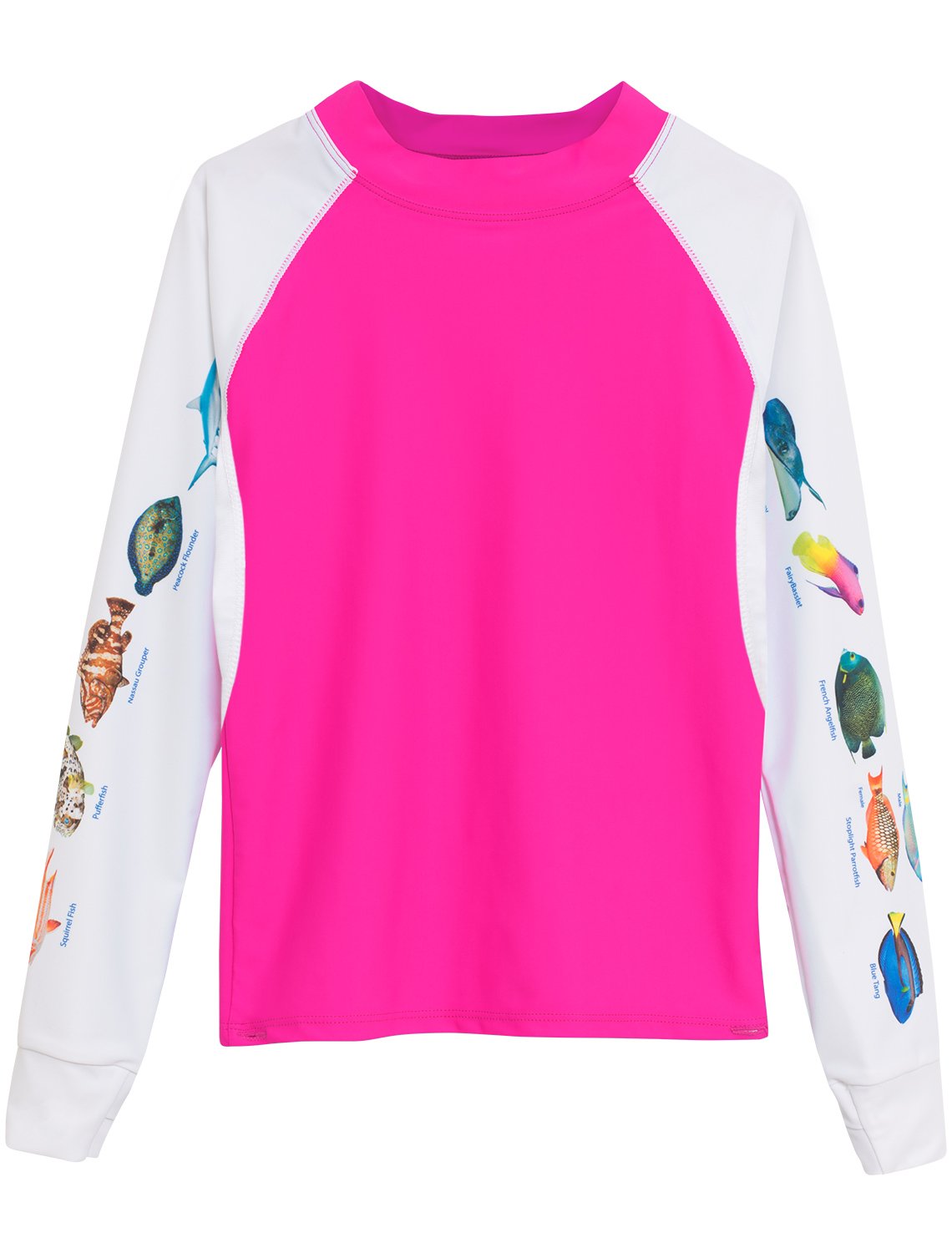 Tuga Women's Snorkel Rash Guard UPF 50+ Sun Protection Swim Shirt with Caribbean Fish Print - Made in USA - Perfect for Snorkeling, Swimming & Beach Activities