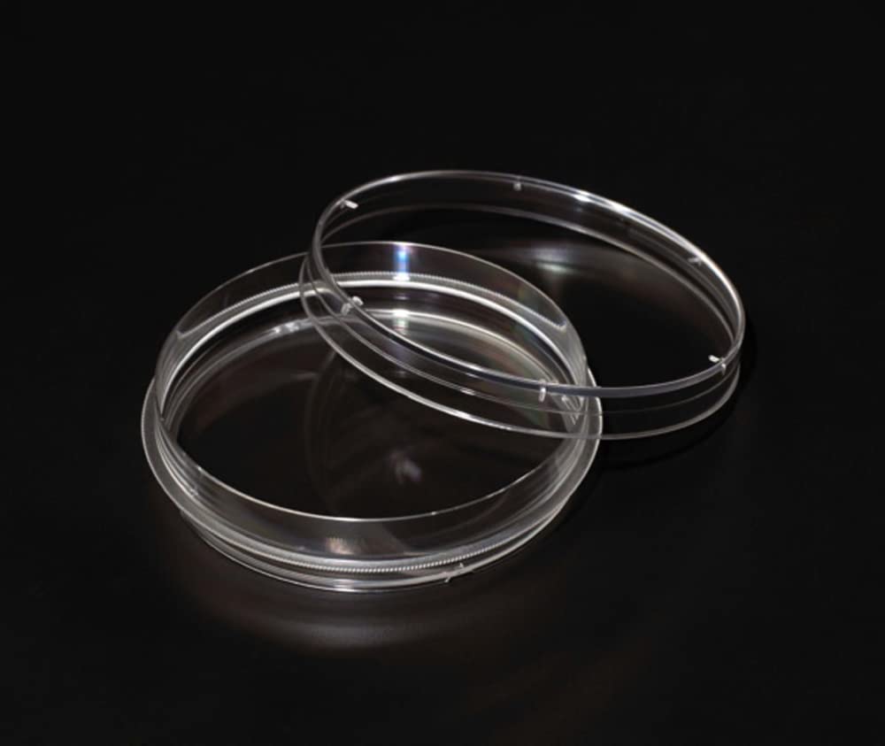 Celltreat 229620 Sterile Tissue Culture Treated Dish with Grip Ring - 100mm Diameter x 20mm Height, 15-16mL Working Volume (Case of 300) - Ideal for Cell Culture, Microbiology Research & Laboratory Experiments