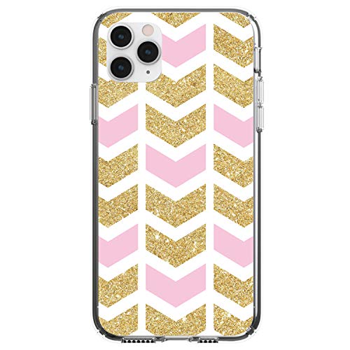 Pink & Gold Print - Random Chevron Pattern On Clear Case