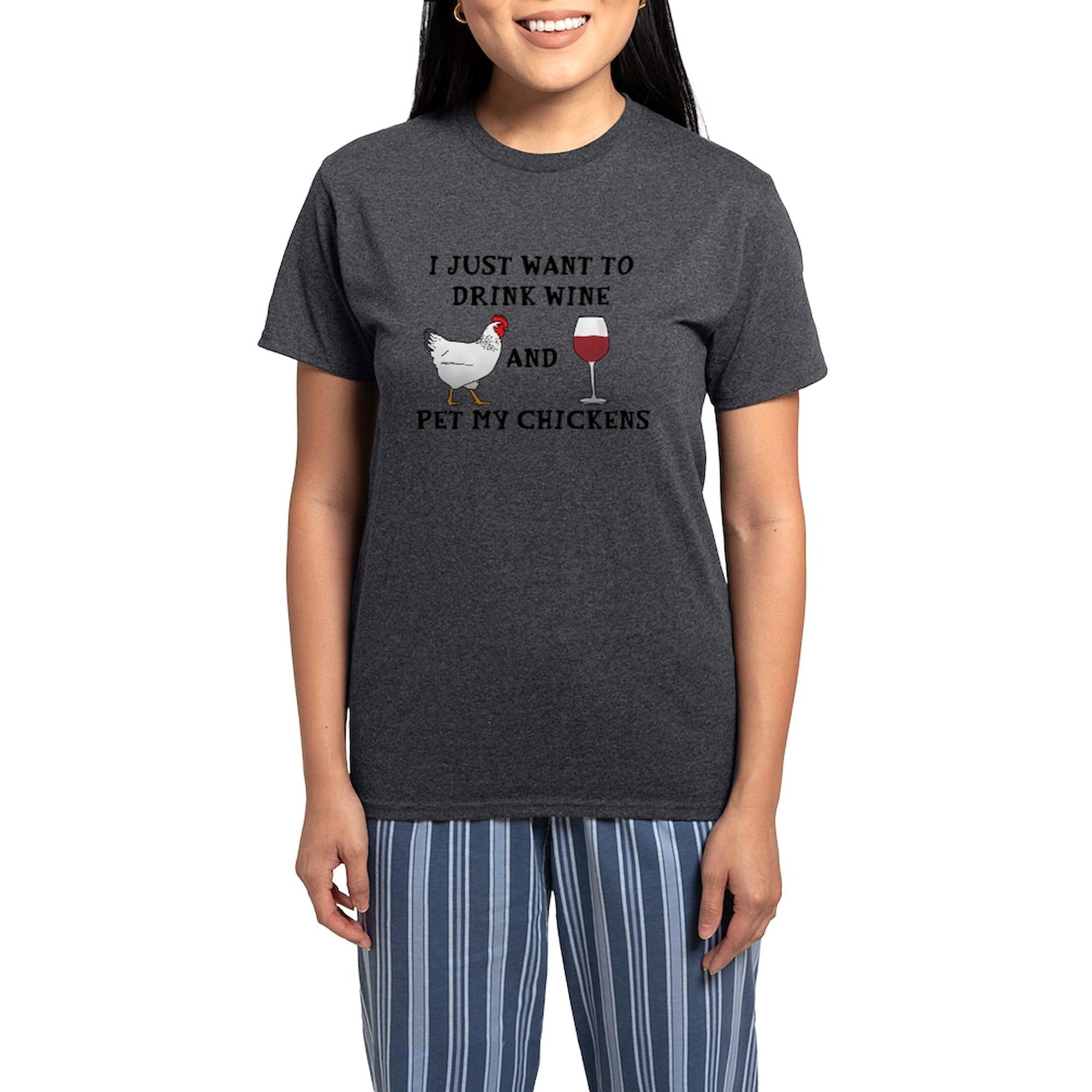 Women's Chickens And Wine Novelty Pajama Set - Soft Lightweight Sleepwear for Women - Perfect for Relaxing at Home, Girls Night In & Wine Lovers Gift