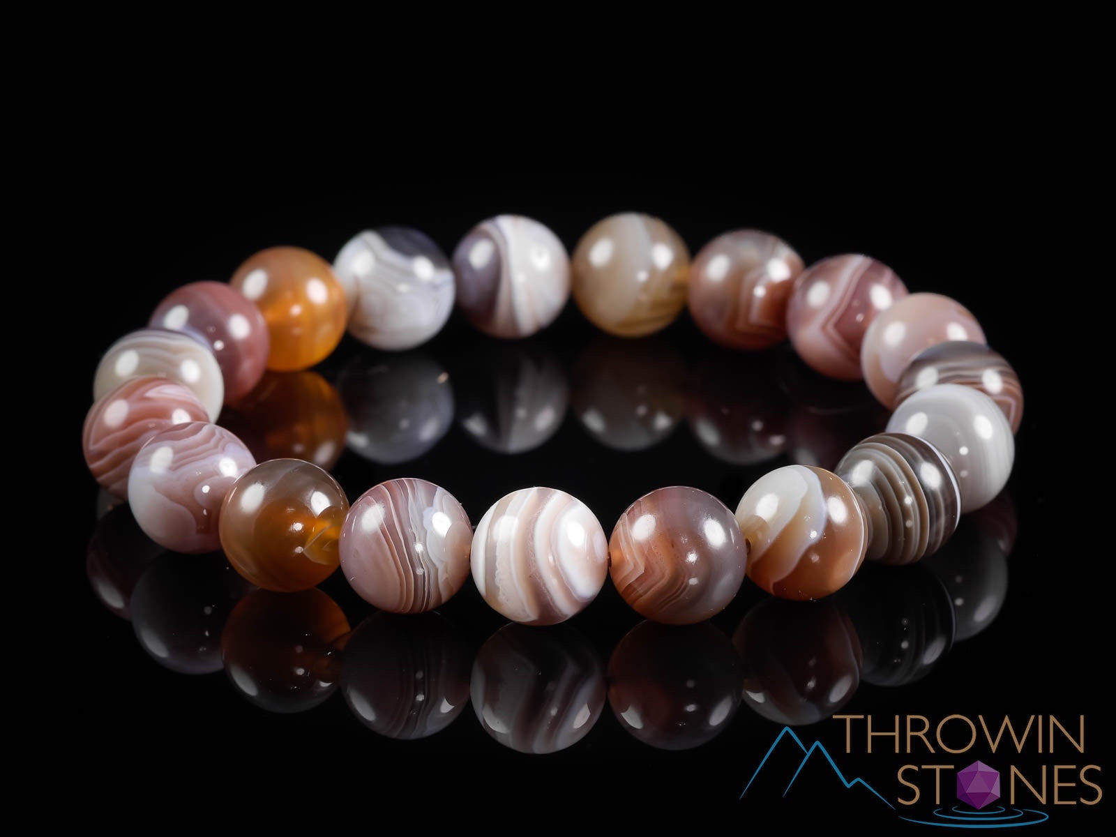 Botswana Agate Crystal Bracelet - Round Beads Handmade Healing Jewelry for Women, Natural Stone Beaded Bracelet for Stress Relief & Positive Energy | Perfect for Meditation, Yoga & Spiritual Healing