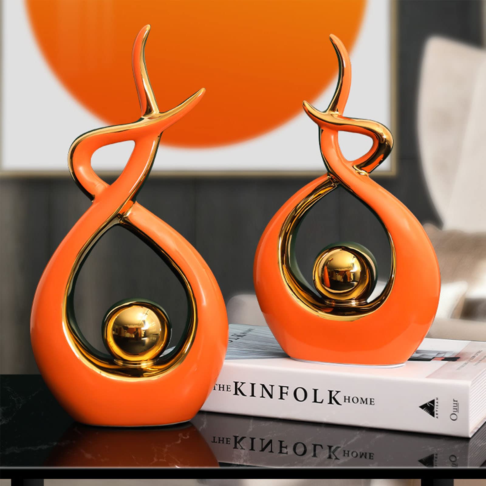 Modern Abstract Ceramic Sculpture - Home Decor Art Statue for Living Room, Bedroom, Dining Room, Office & Coffee Table Decoration