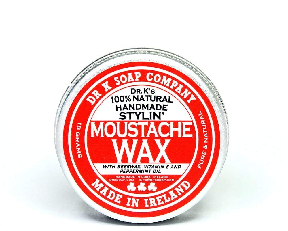 DR K Soap Company Mustache Wax 15g - Strong Hold Natural Beeswax Formula for Beard Styling & Grooming - Perfect for Daily Use, Special Occasions & Professional Looks