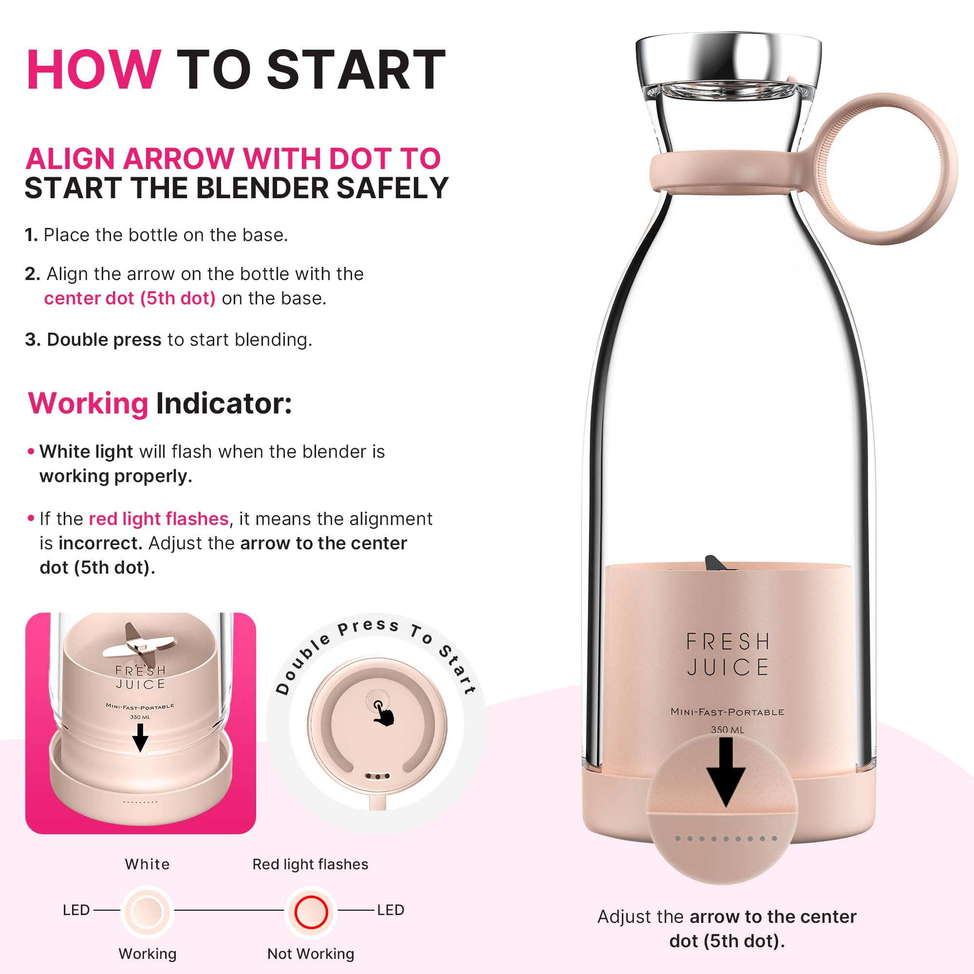 Slenderblender® 350ML Portable Blender - USB Rechargeable Mini Smoothie Maker for Shakes, Juices & Protein Drinks | Personal Blender Bottle with Wireless Charging | Perfect for Travel, Gym, Office & Home Use | Compact Fruit Blender for Healthy Lifestyles