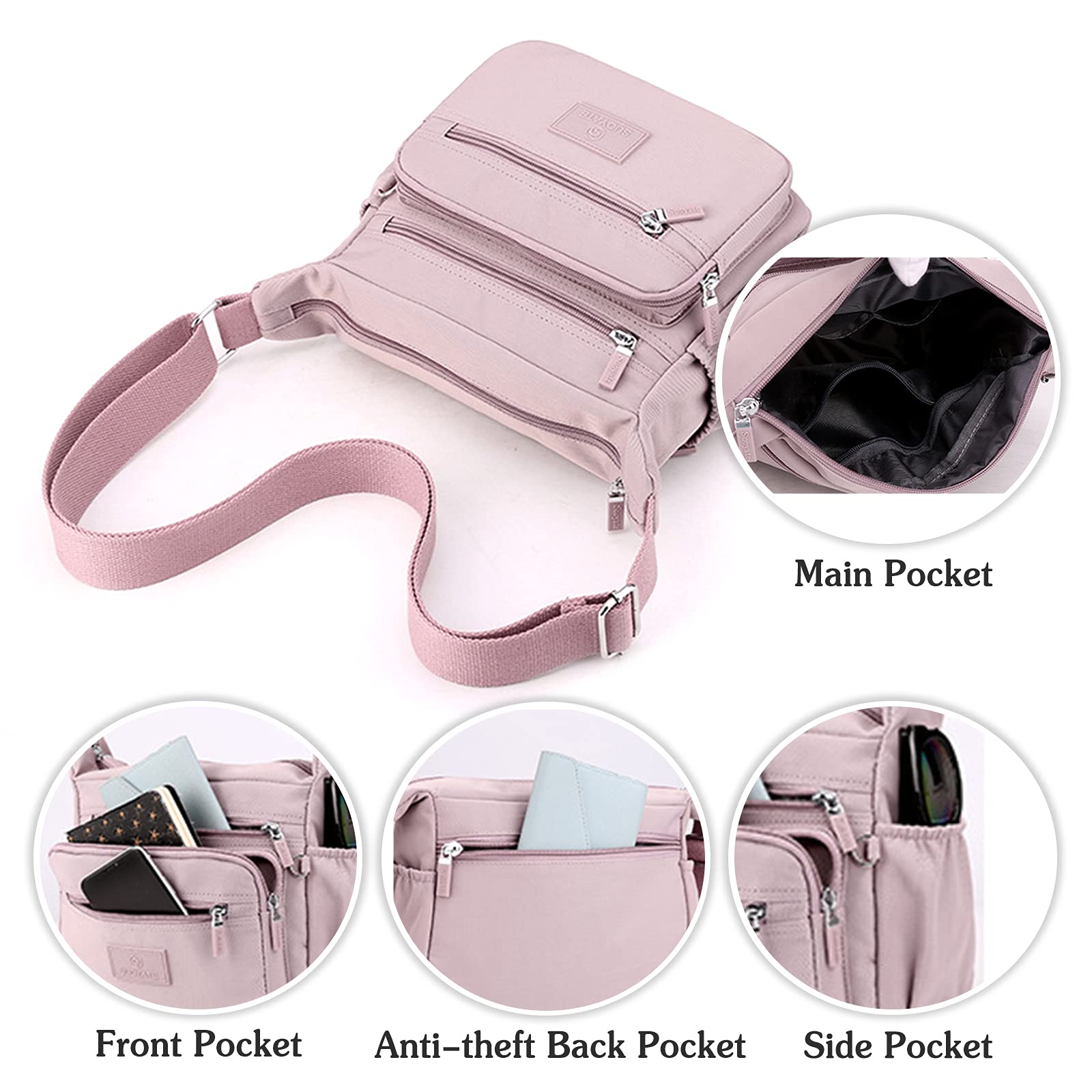 PORRASSO Women's Crossbody Bag - Stylish Casual Shoulder Purse with Multiple Pockets, Perfect for Work, Travel & Everyday Use