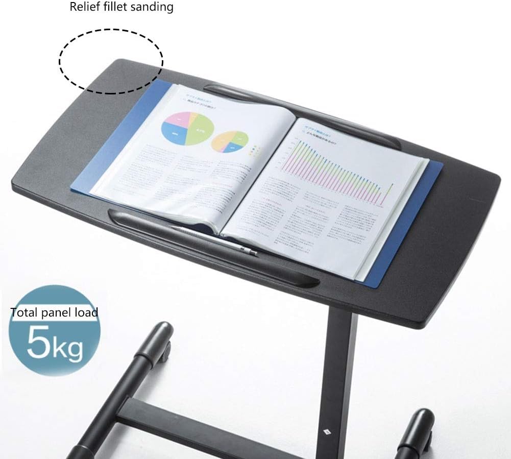 Adjustable Overbed Table with Lockable Wheels - Modern MDF Mobile Standing Desk for Laptop, Bedside & Hospital Use - Portable Workstation for Home Office, Nursing & Bedridden Patients