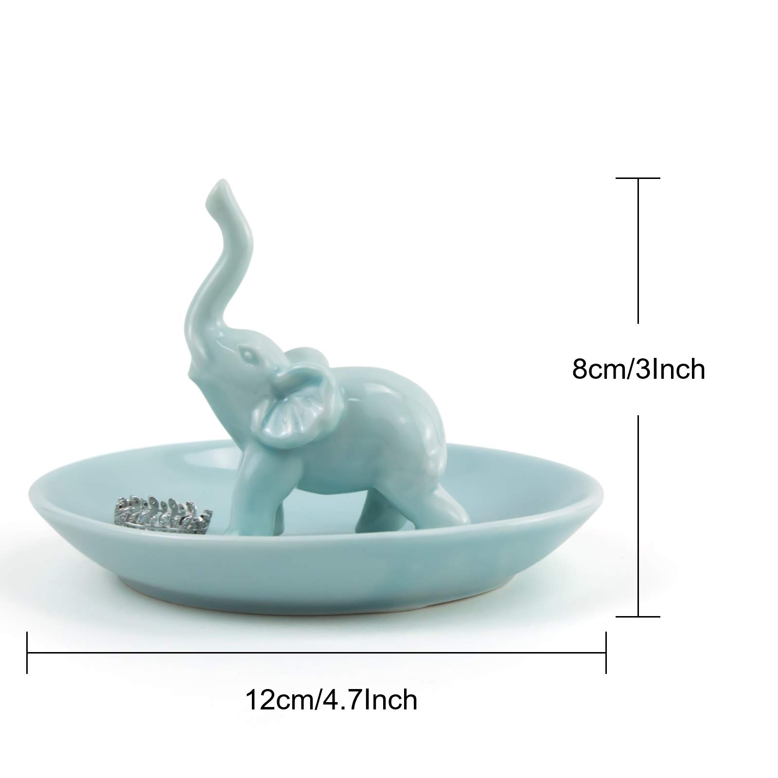 PUDDING CABIN Blue Elephant Ring Holder Trinket Dish - Elegant Elephant Gifts for Women, Perfect Christmas & Birthday Gifts for Mom, Girls, Her, Unique Engagement Ring Holder & Wedding Gift for Home Decor, Jewelry Organizer, and Vanity Display