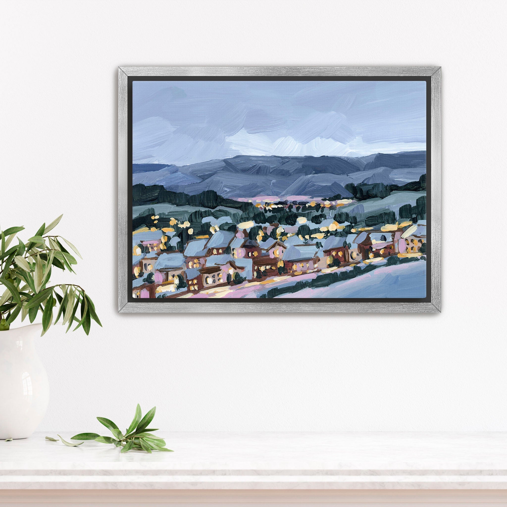 Winter Village Art Print - Handmade Canvas Wall Decor for Christmas & Holiday Home Decor - Perfect for Living Room, Bedroom & Office