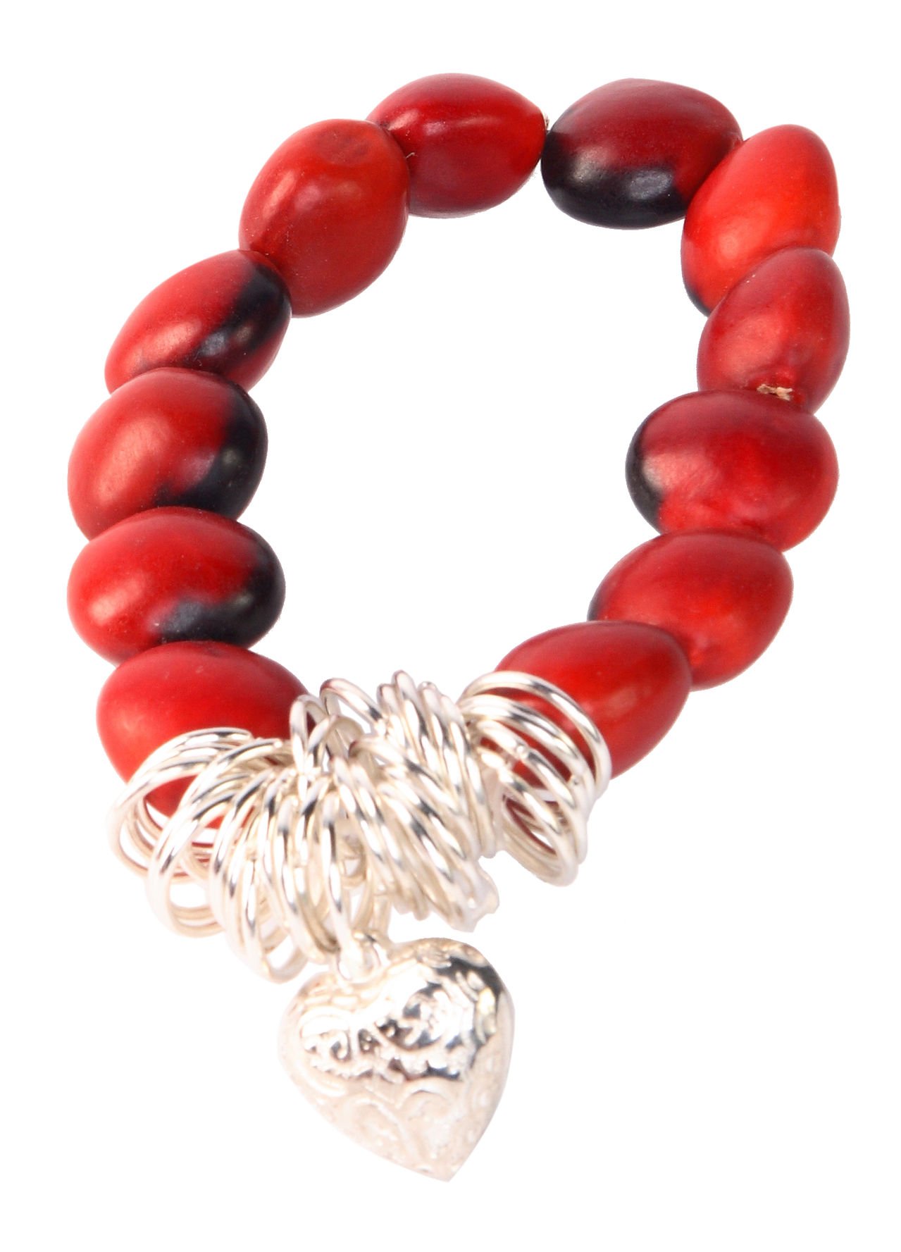 I Love You Mom Silver Charm Bracelet - Stretchy Adjustable Women's Friendship Bracelet with Meaningful Peruvian Huayruro Red & Black Seeds - Perfect Gift for Mother's Day, Birthday, Anniversary - Jewelry for Mom, Daughter, Sister, Aunt, Girlfriend (6.5”-7.5”) - Ideal for Everyday Wear, Special Occasions & Heartfelt Gifting