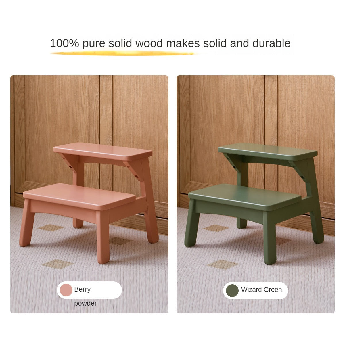 Birch Solid Wood Kids Multifunctional Low Foot Stool - Durable Step Stool for Bathroom, Kitchen, and Playroom - Perfect for Toddlers and Children