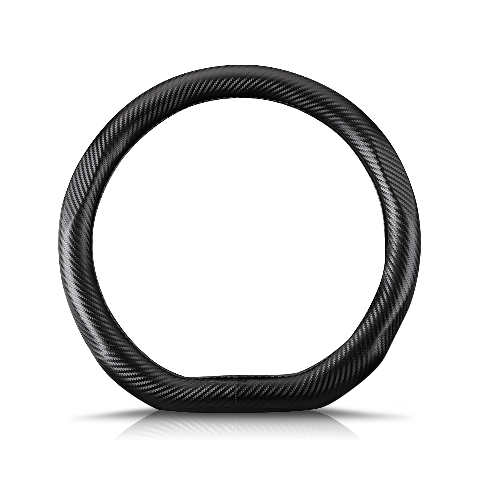 Premium Carbon Fiber Steering Wheel Cover - Anti-Slip, Breathable & Sweat Absorbent for 15