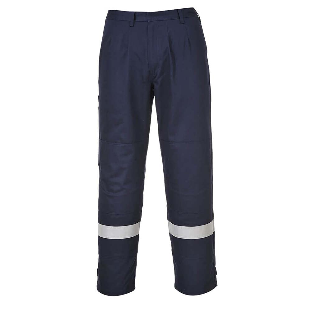 Portwest Men's Bizflame Plus Flame Resistant Work Trousers - Navy Blue, Small Size | Durable & Comfortable for Construction, Welding & Industrial Safety Work