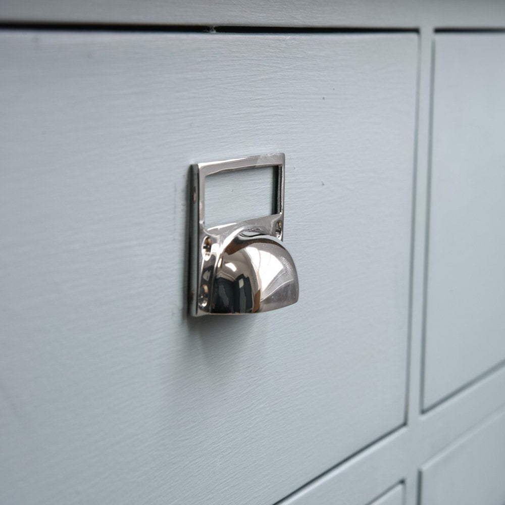 Polished Nickel Hooded Drawer Handle with Card Frame - Modern Cabinet Pull for Kitchen & Bathroom Renovation - Perfect for Dressers, Cabinets and Furniture Upgrades