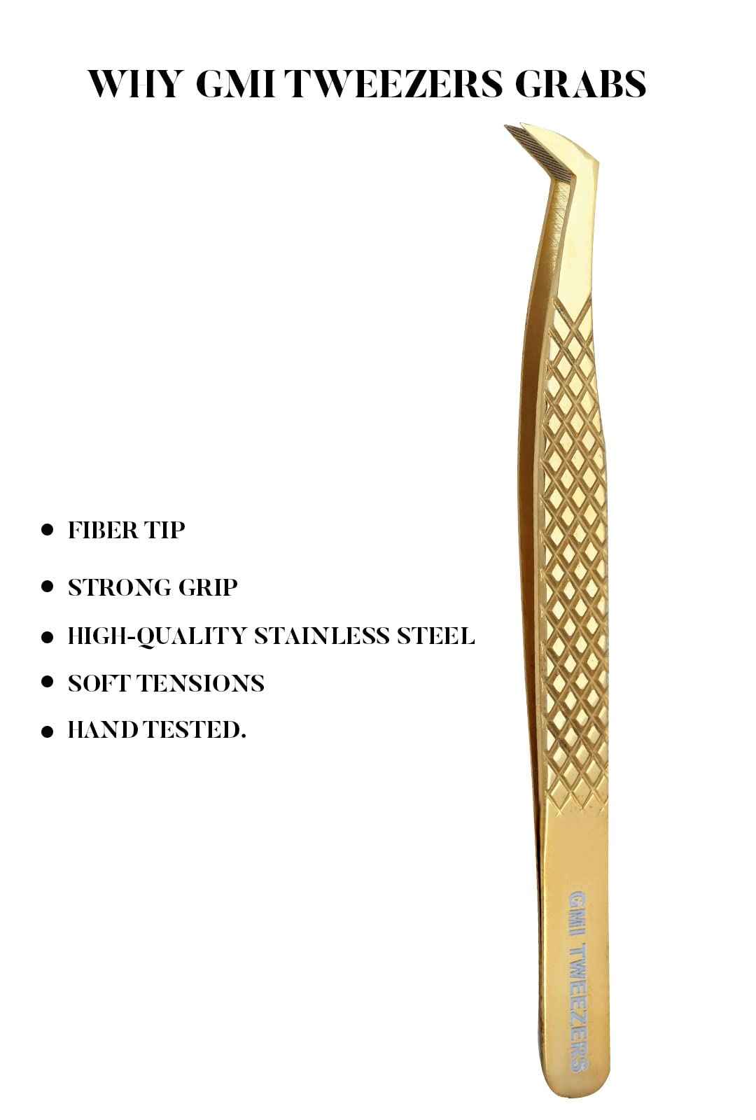 Professional Golden Fiber Tip Lash Tweezer for Eyelash Extensions - Precision Eyelash Extension Tools for Salon & Home Use