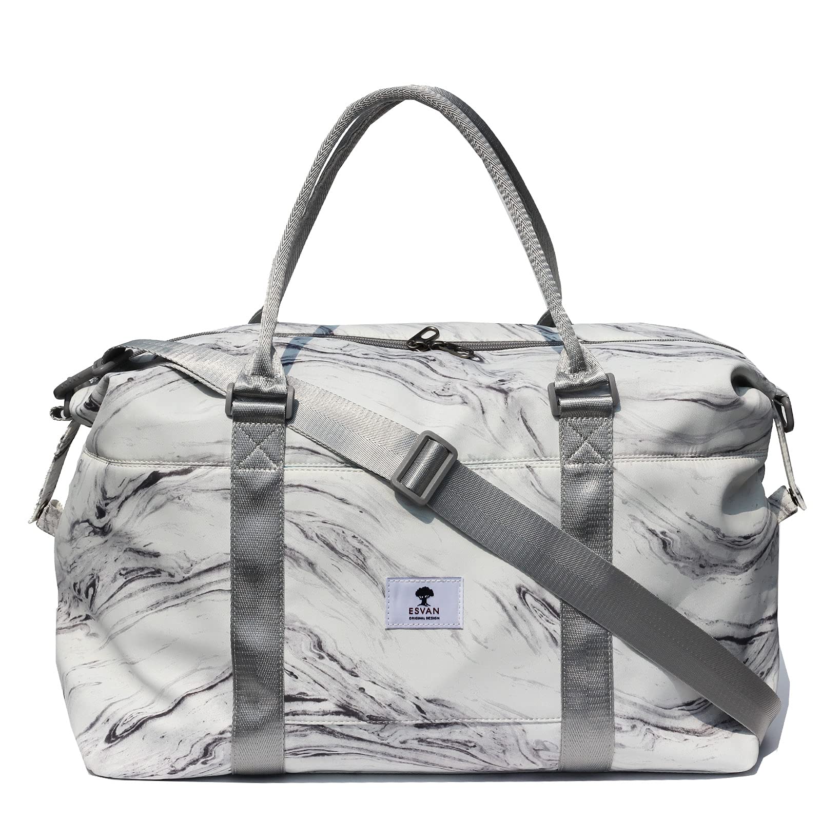 ESVAN Waterproof Travel Tote Duffel Bag - Gym, Weekender & Overnight Carry-On with Wet Pocket & Trolley Sleeve - Perfect for Workout, Business Trips & Weekend Getaways