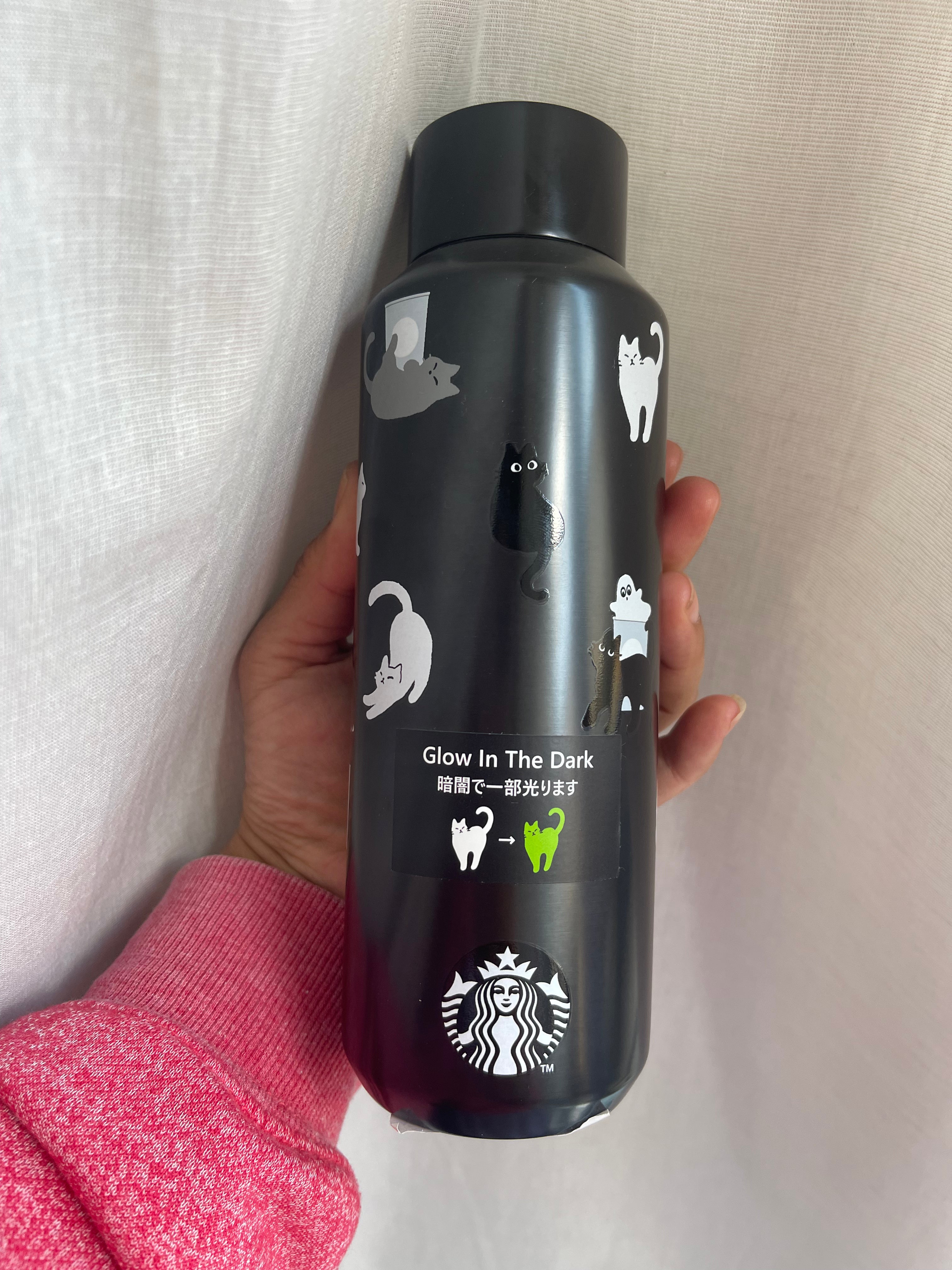 Starbucks Japan Halloween 2023 Glow in The Dark Cat Ghost Stainless Steel Tumbler - Perfect for Spooky Parties, Office Use & Collectible Gift