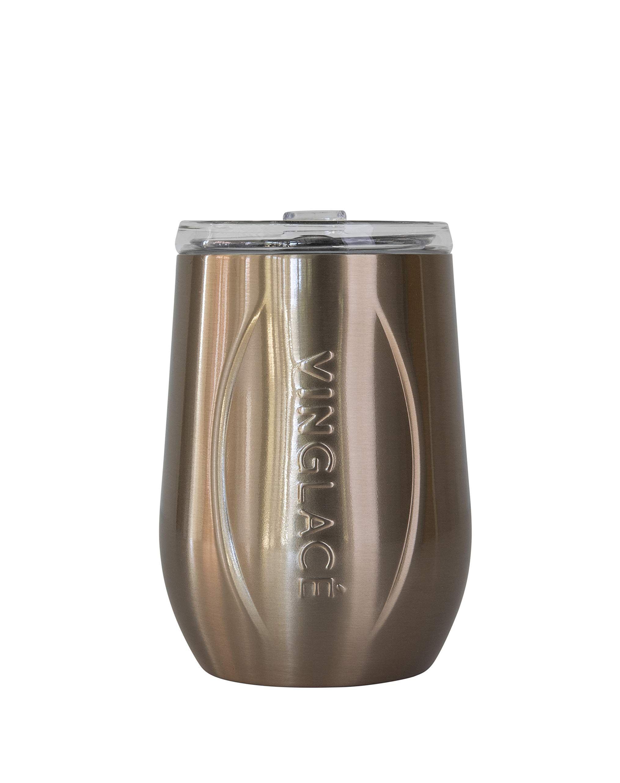 Vinglacé 10 oz Stainless Steel Stemless Wine Glass - Insulated Copper Wine Tumbler with Glass Insert & Sip Lid - Perfect for Outdoor Picnics, Parties & Home Entertaining