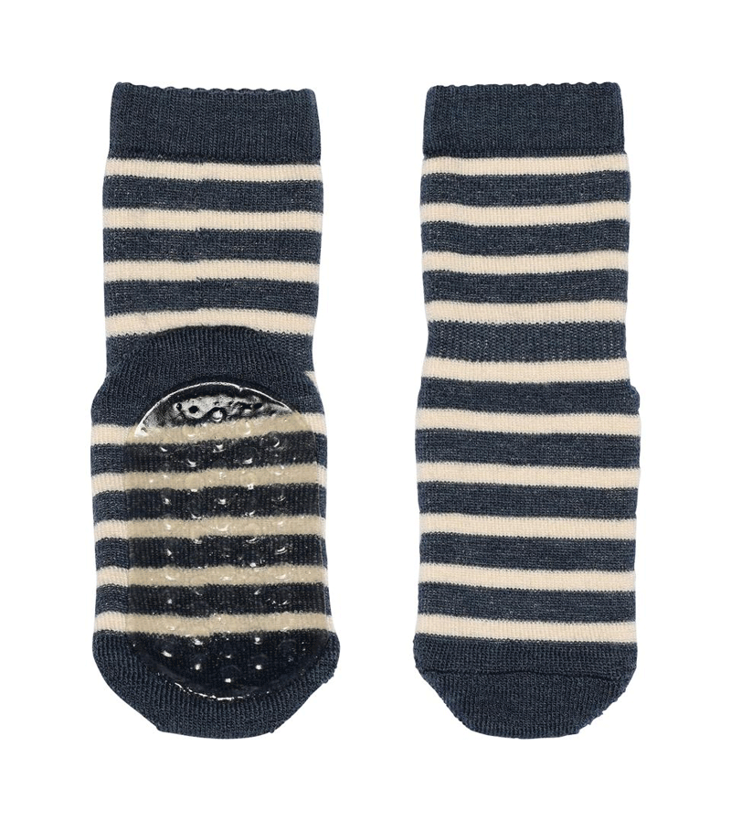 Dark Denim Wool Eli Anti-Slip Slipper Socks by MP Denmark - Cozy Winter House Shoes for Men & Women