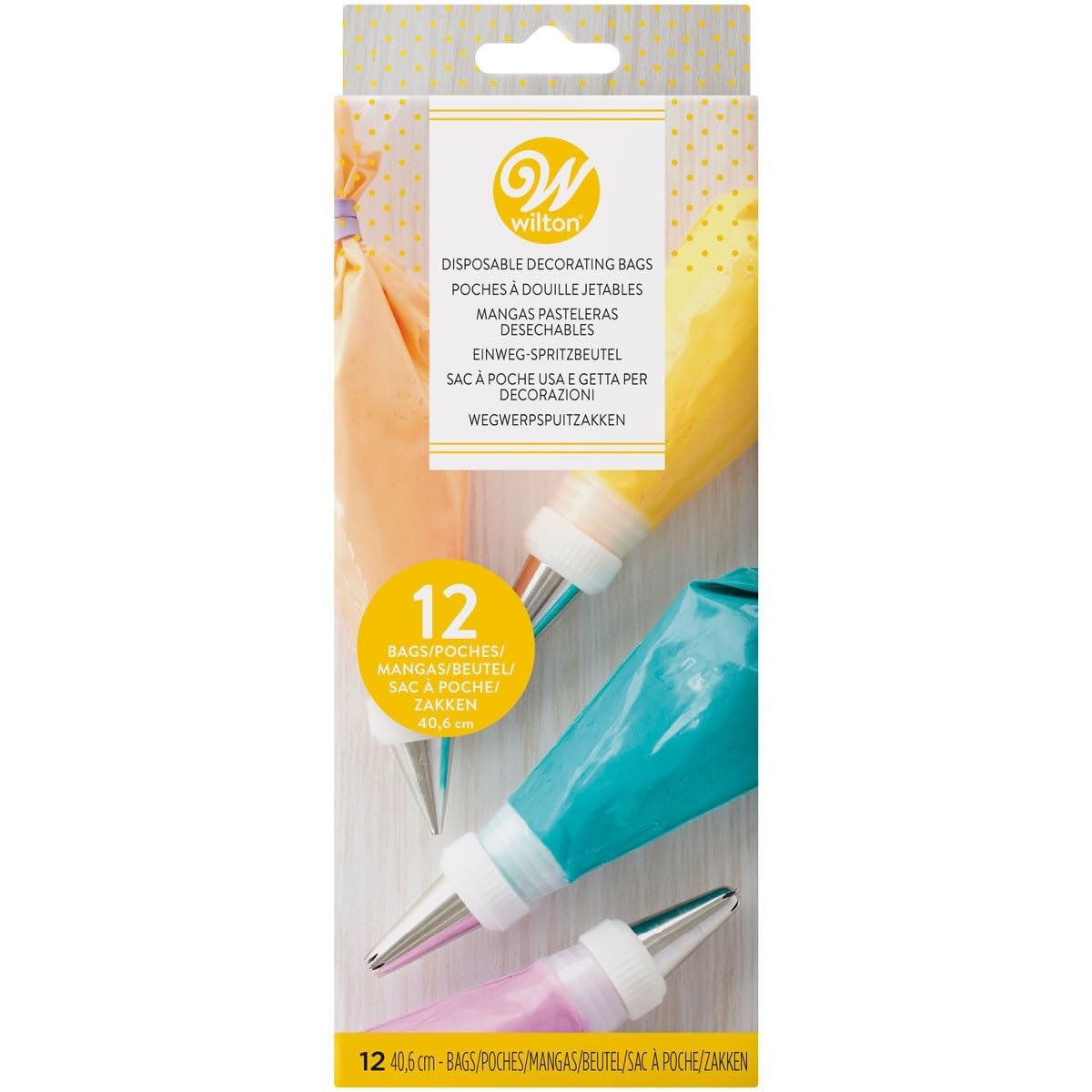 Wilton Disposable 16-Inch Decorating Bags - 12 Pack | Professional Cake Piping Bags for Baking, Icing, Frosting & Dessert Decorating | Perfect for Birthday Cakes, Cupcakes & Pastries
