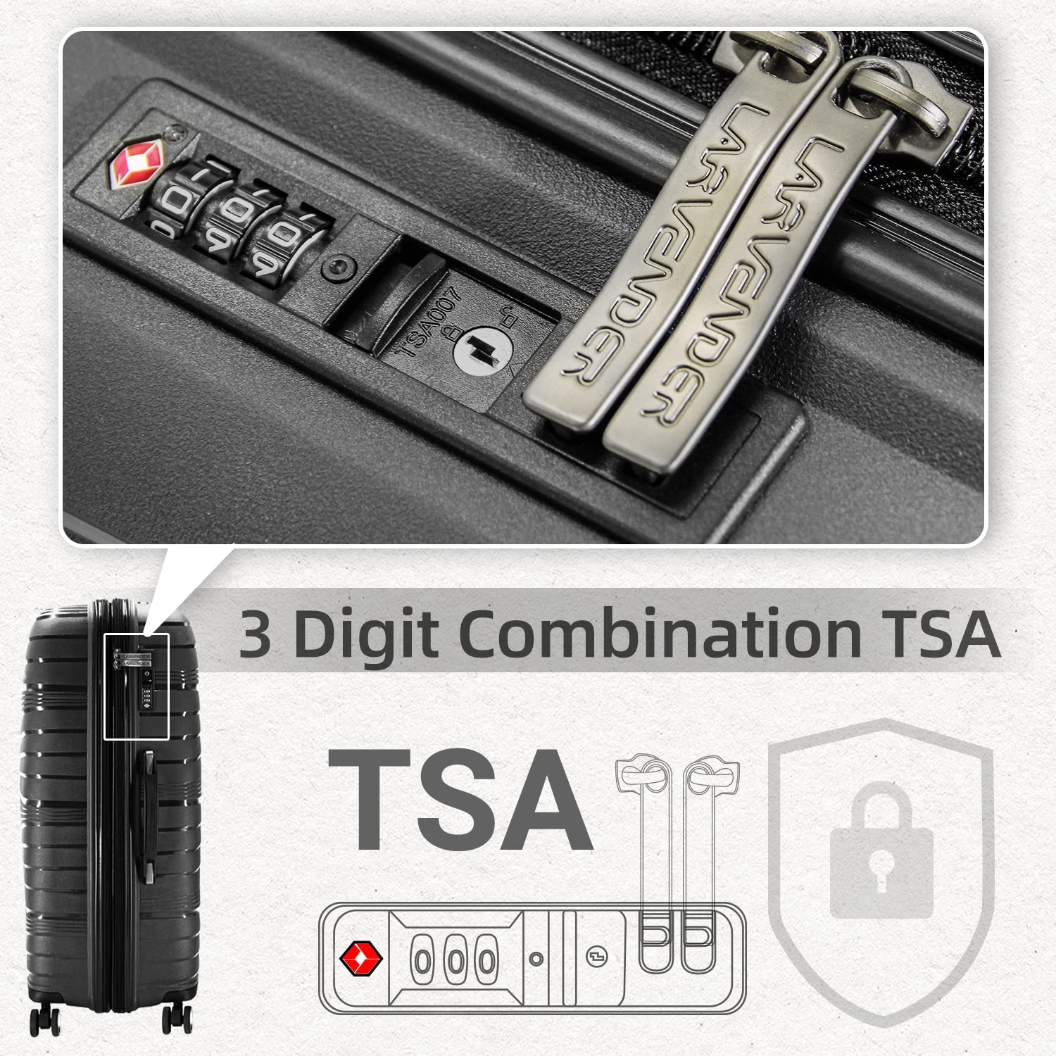 Lavender 4-Piece Expandable Luggage Set with Spinner Wheels & TSA Lock - Black Suitcase for Travel, Vacation & Business Trips