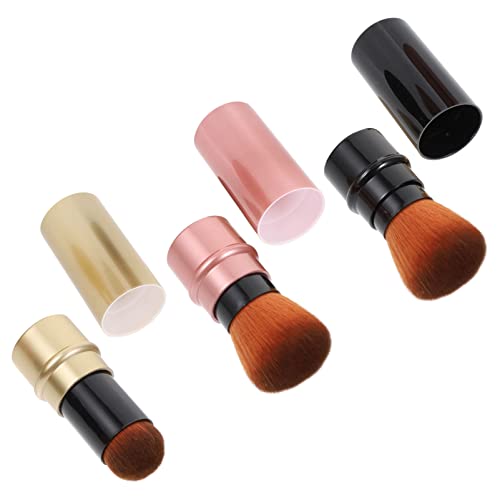 FOMIYES 3-Piece Retractable Makeup Brush Set - Telescopic Blush Brush, Powder Brush & Cosmetic Brushes for Travel & On-the-Go Touch Ups