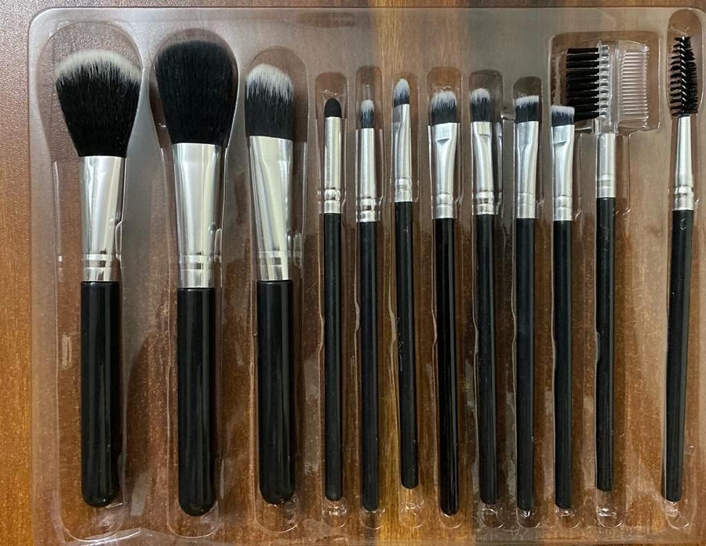 Premium 12-Piece M.A.C Makeup Brush Set - Professional Foundation, Eyeshadow, Eyebrow & Mascara Brushes with Face Powder Brush (Multicolor) - Perfect for Party, Wedding & Everyday Makeup Application