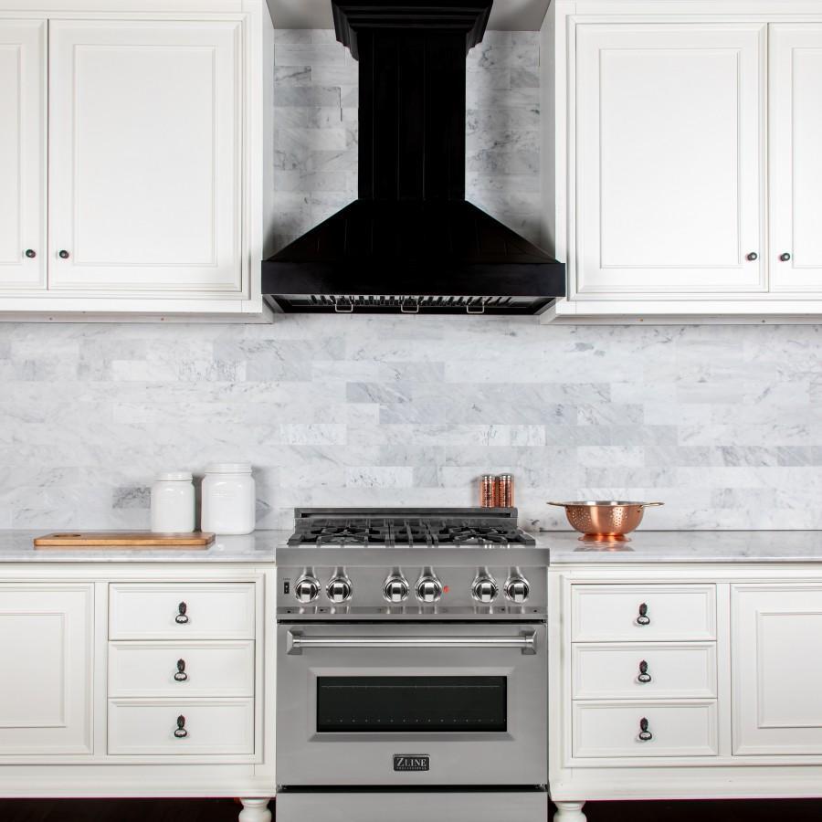 ZLINE Black Wooden Wall Mount Range Hood - Modern Kitchen Ventilation for Smoke & Odor Removal - Perfect for Home Chefs & Open Concept Kitchens